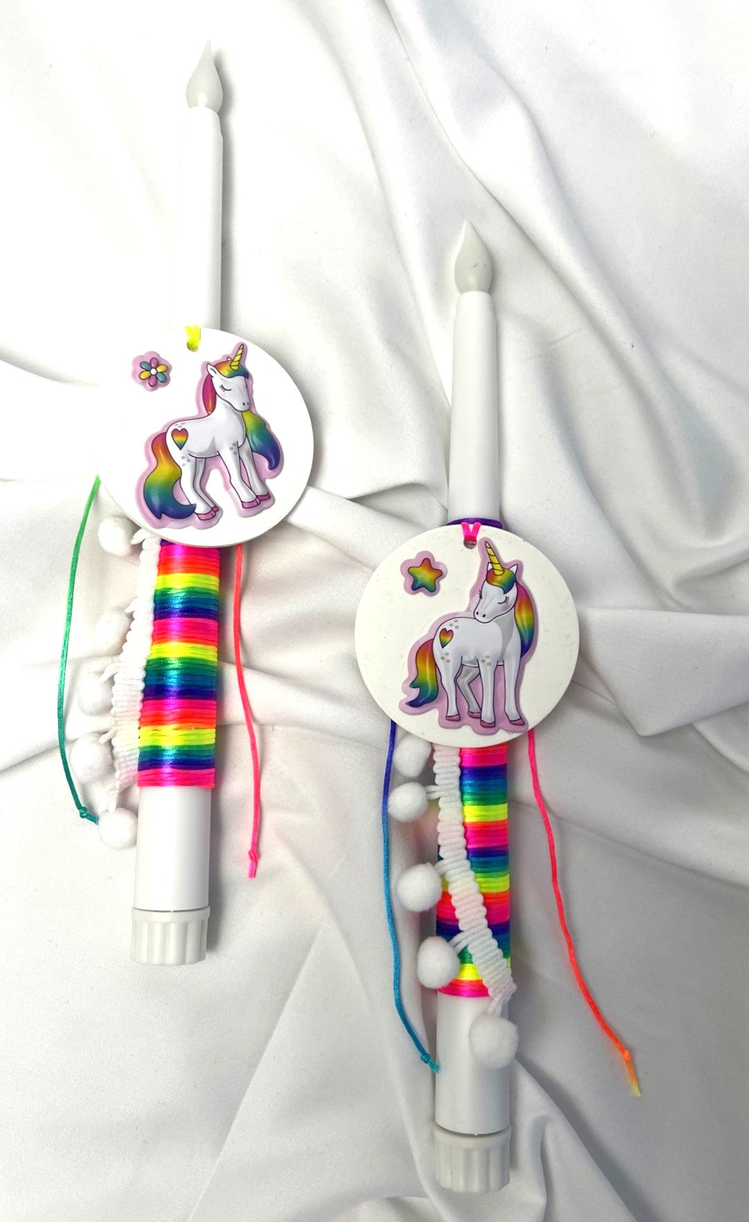 Flameless Battery Easter Candle - Unicorn - Lambathes / Palm Sunday 28cm (SMALL)
