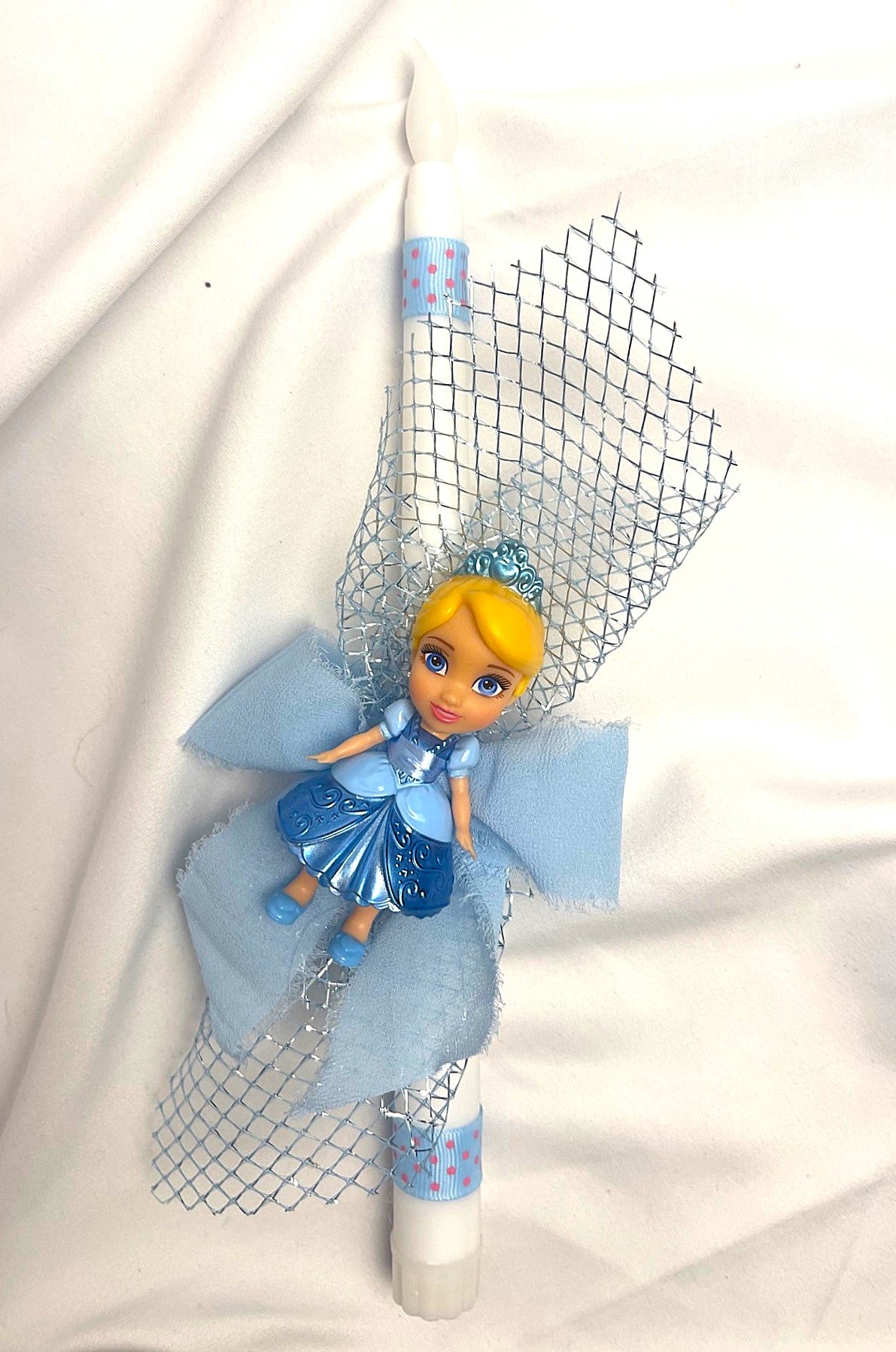 Flameless Easter Candle - 'Cinderella' Lambatha / Palm Sunday 28cm (SMALL)