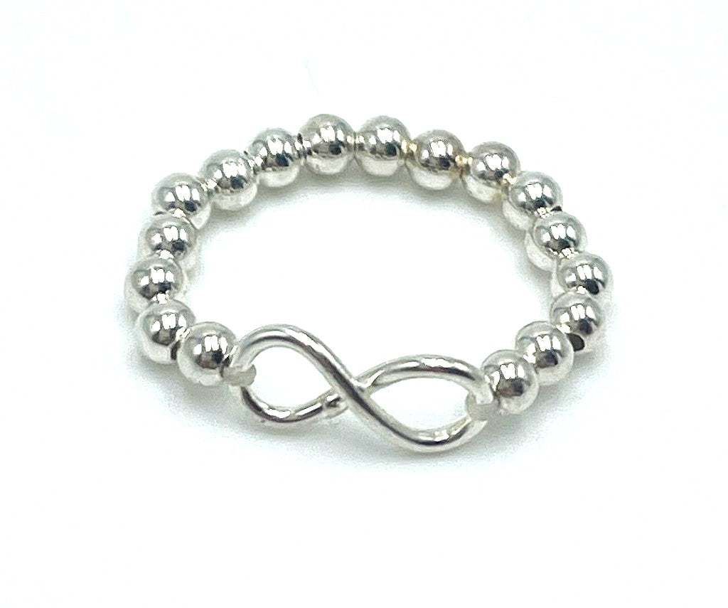 Beaded Infinity Ring (Expandable) 925 Sterling Silver