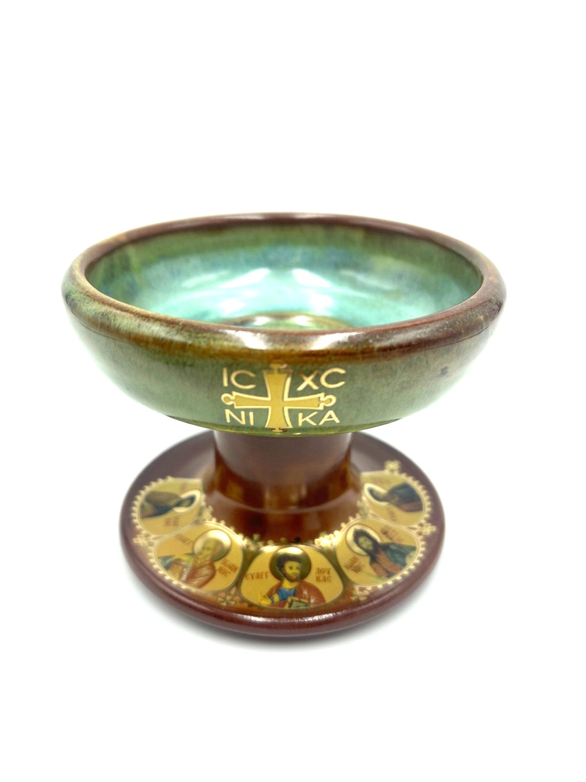 Ceramic Censor Livanistiri Set - Gold Leafed Icons (Pale Blue/Brown)