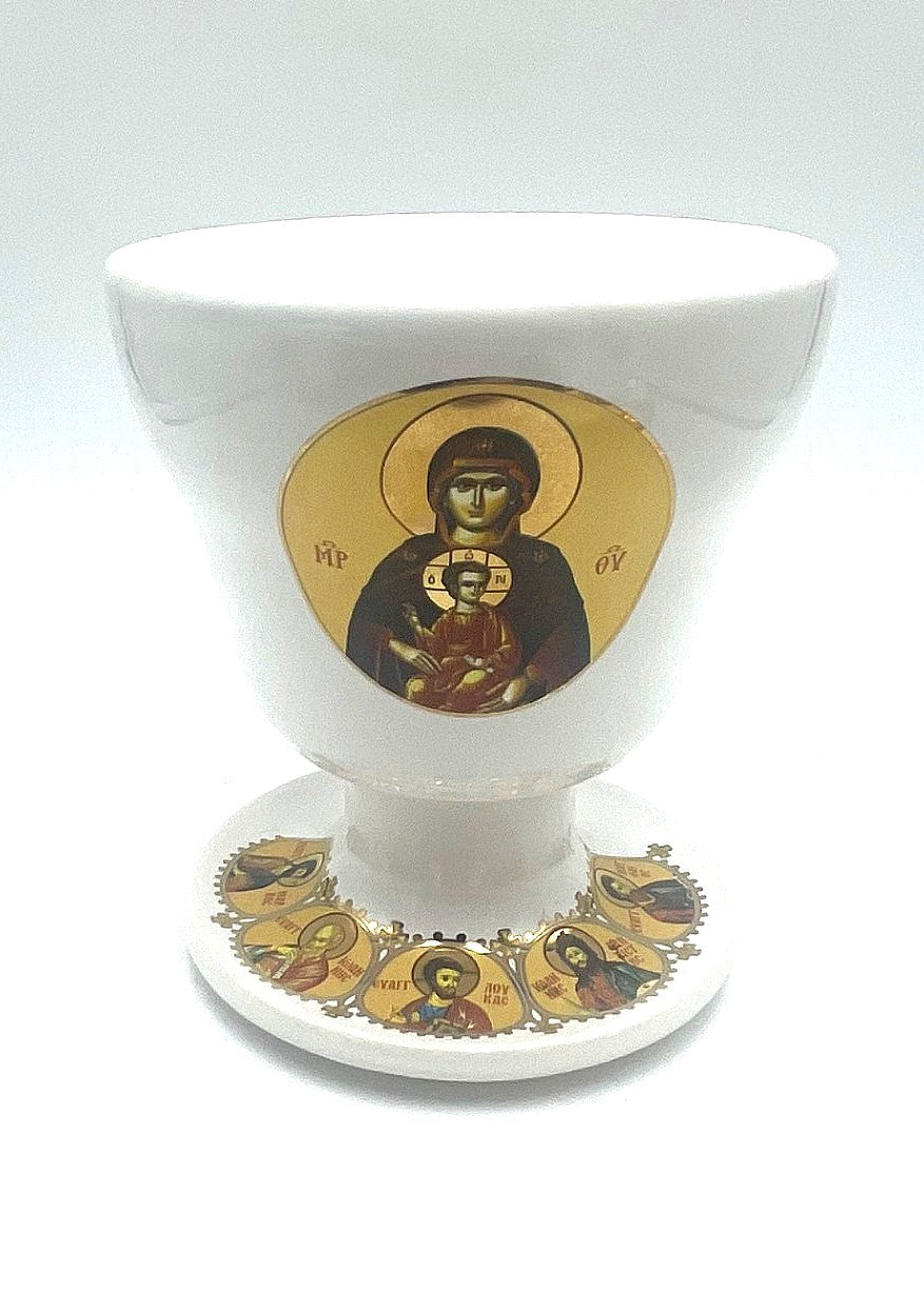 Ceramic Chalice Shaped Oil Vigil Lamp - Kandili (Various Colours)