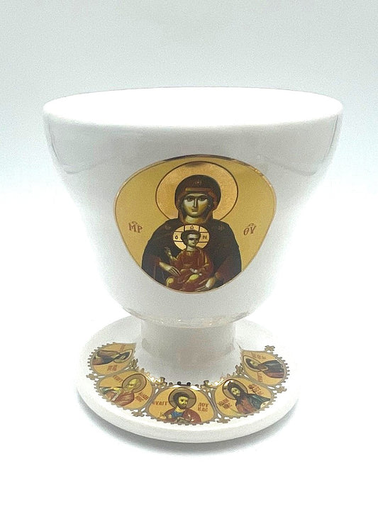Ceramic Chalice Shaped Oil Vigil Lamp - Kandili (Various Colours)
