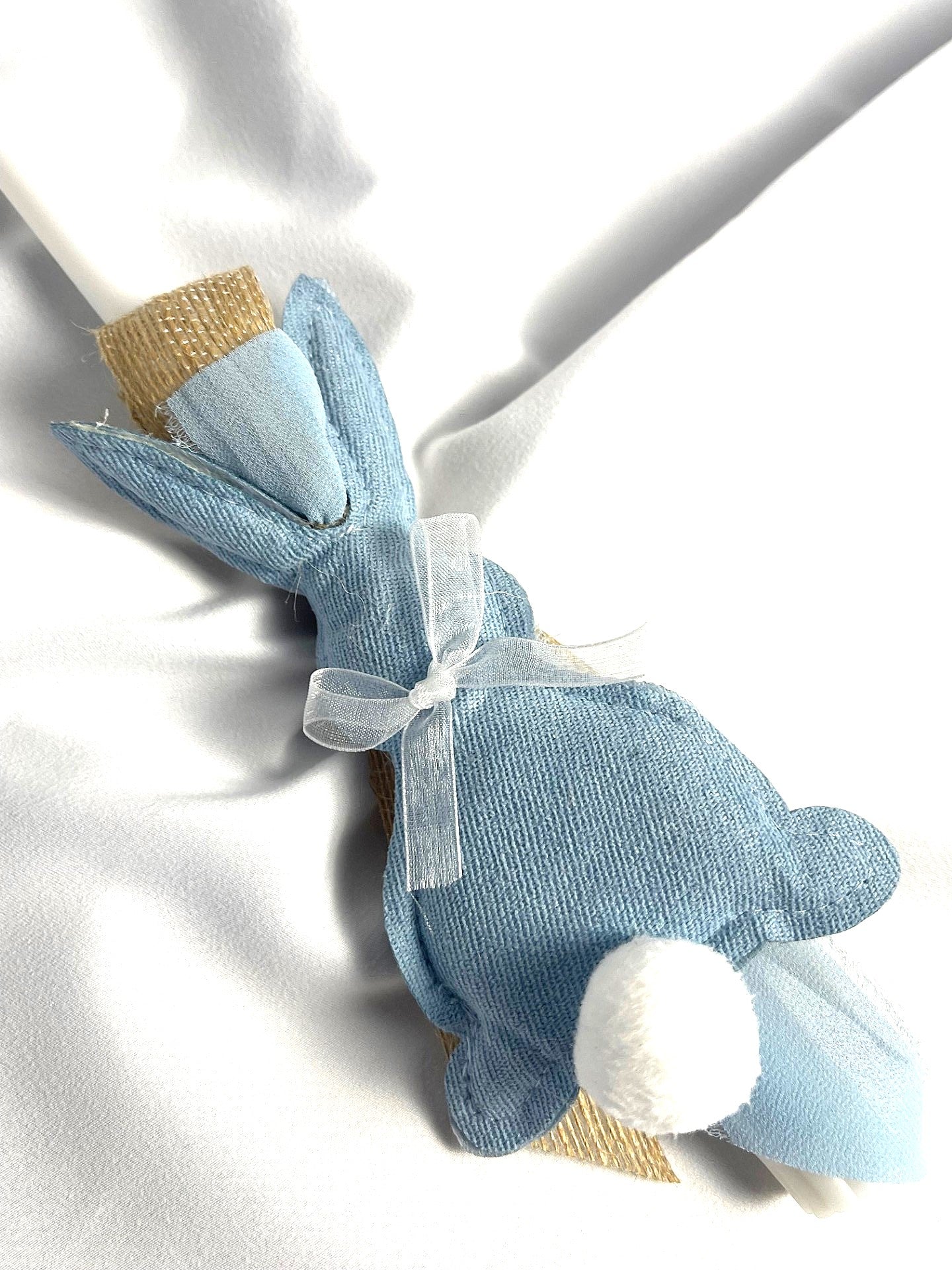 Flameless Easter Candle - Stuffed Bunny Blue Lambatha / Palm Sunday 28cm (SMALL)