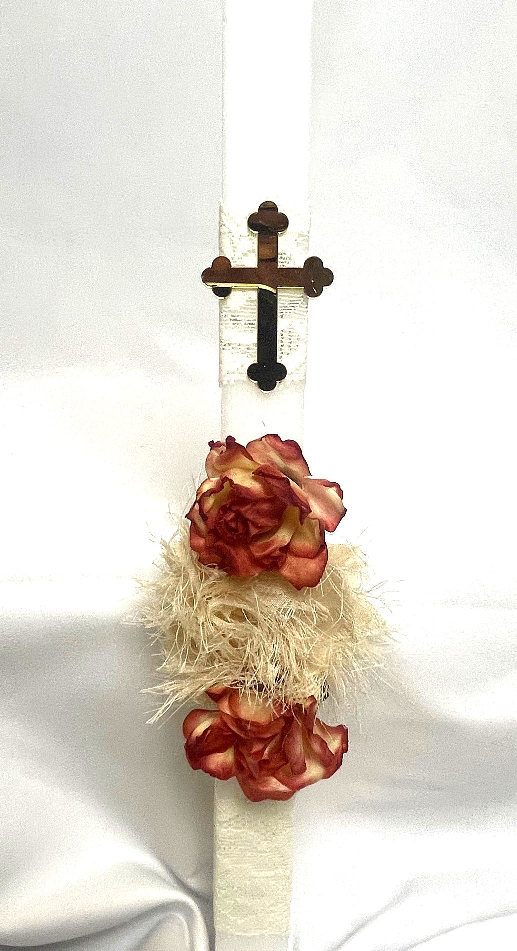 Square Rose Lambatha /Palm Sunday Easter Candle 40cm (LARGE)