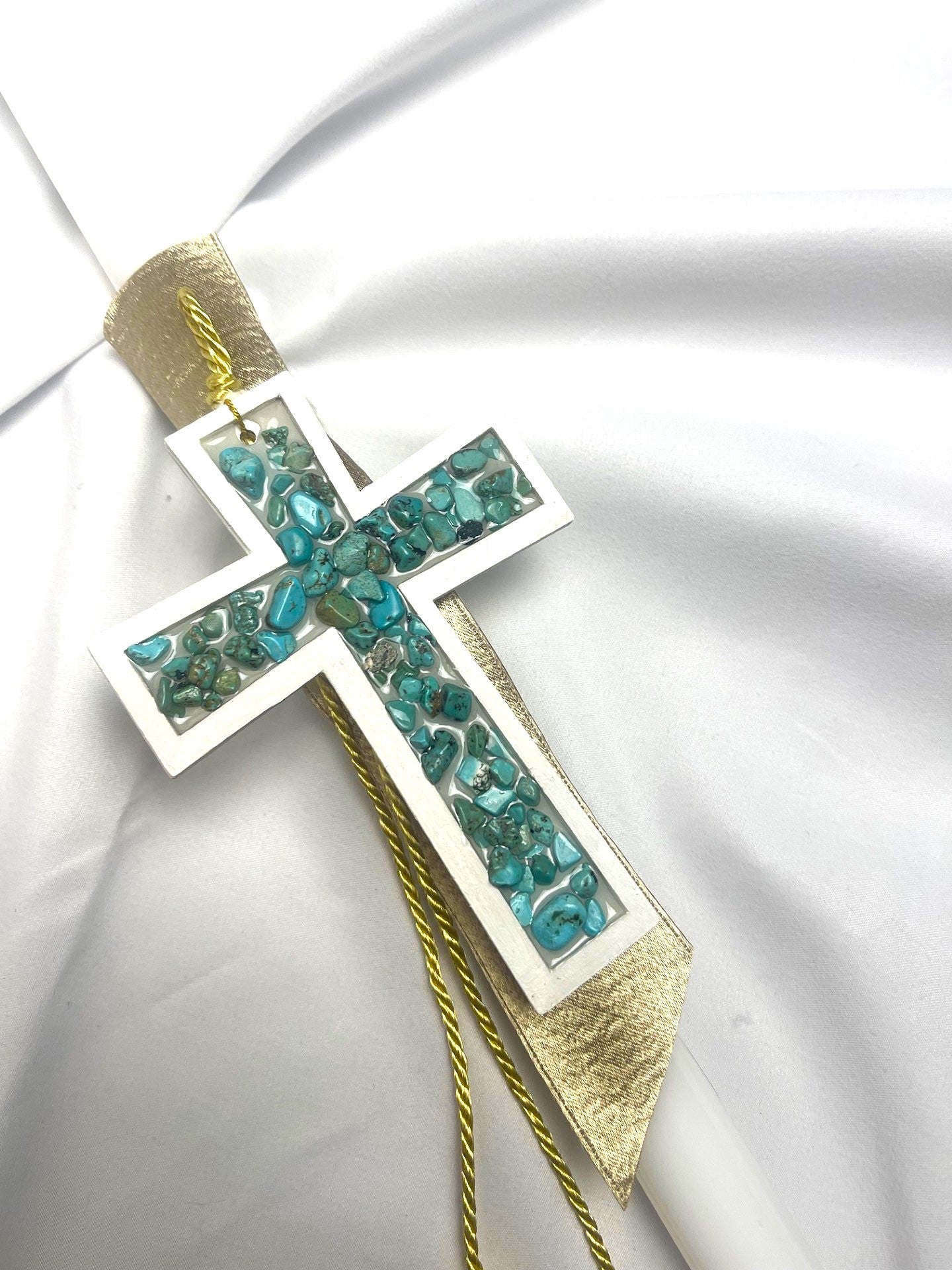 Gemstone Cross Lambatha / Palm Sunday Easter Candle 40cm (Large)