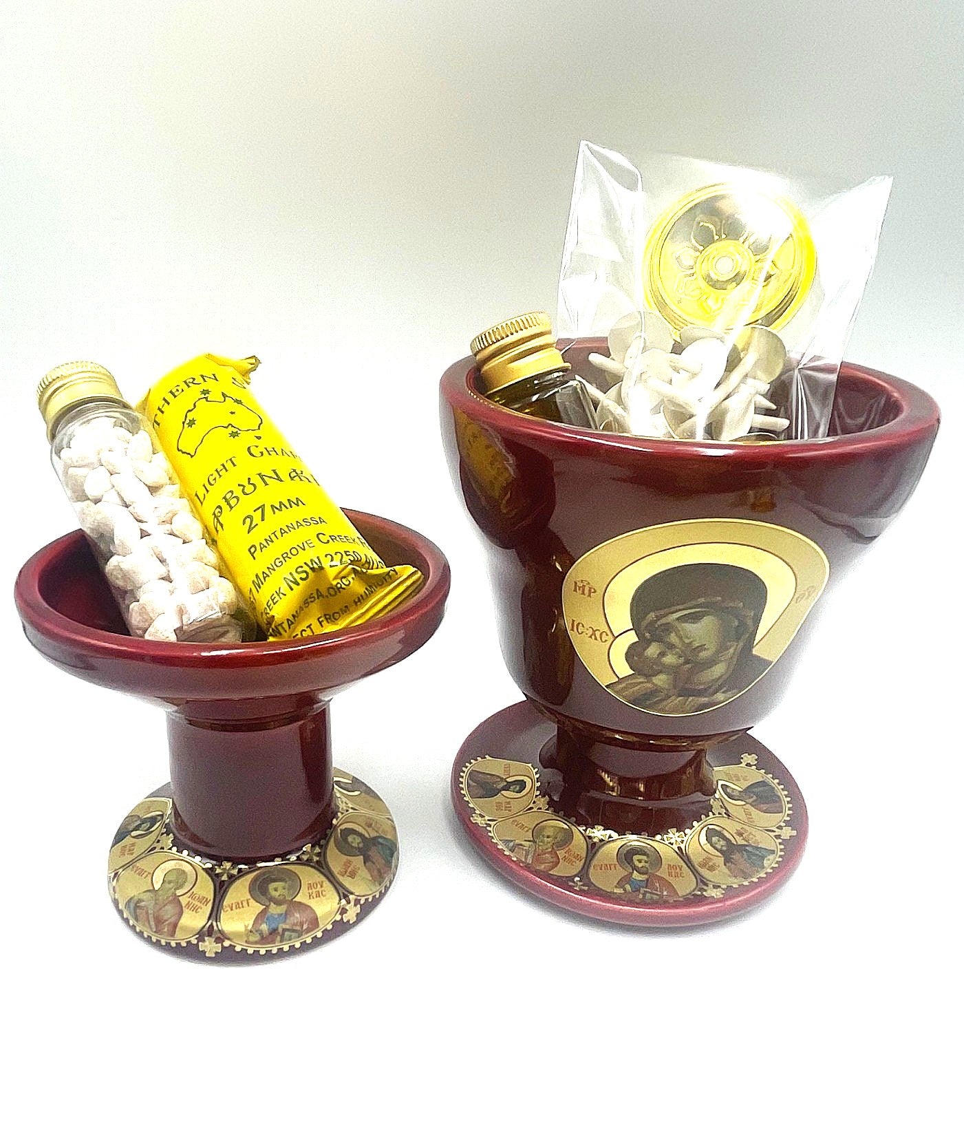 Ceramic Chalice Shaped Oil Vigil Lamp - Kandili (Various Colours)