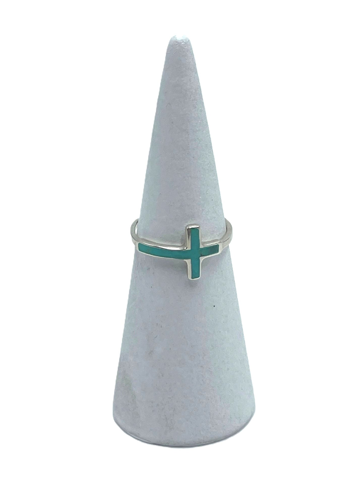 Side Cross Ring (Blue Enamel) 925 Sterling Silver