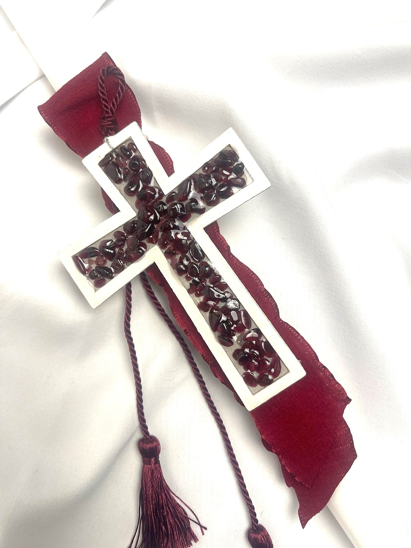 Gemstone Cross Lambatha / Palm Sunday Easter Candle 40cm (Large)
