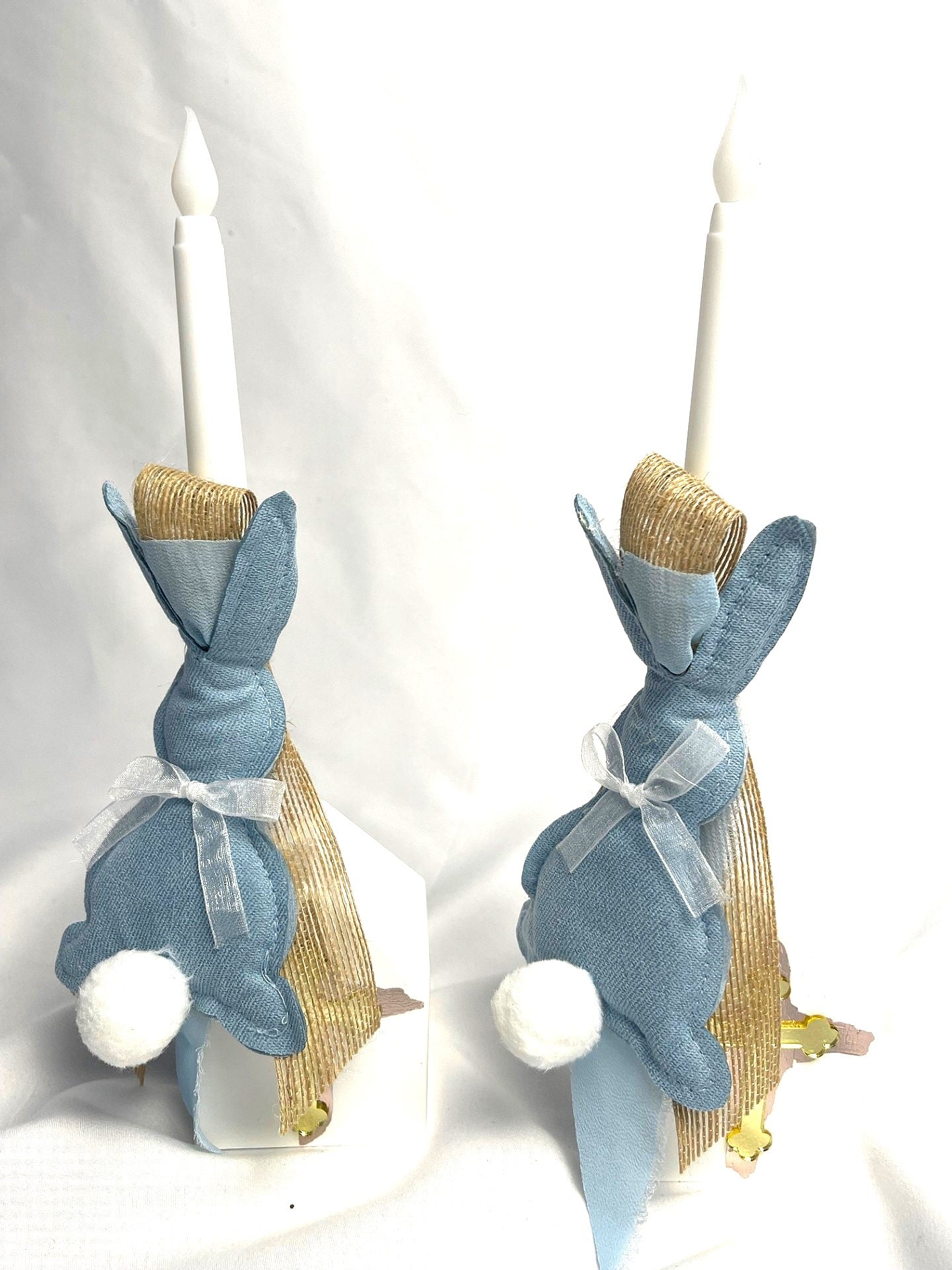 Flameless Easter Candle - Stuffed Bunny Blue Lambatha / Palm Sunday 28cm (SMALL)