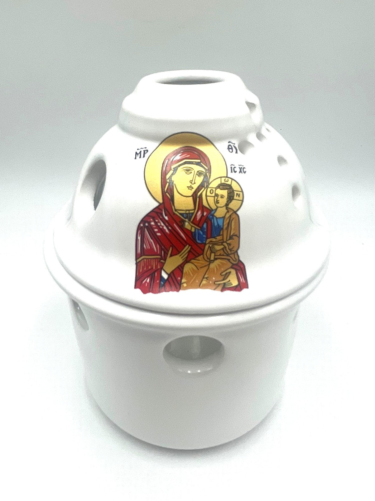 Ceramic Vigil Covered Lamp - Virgin Mary (Various Colours)