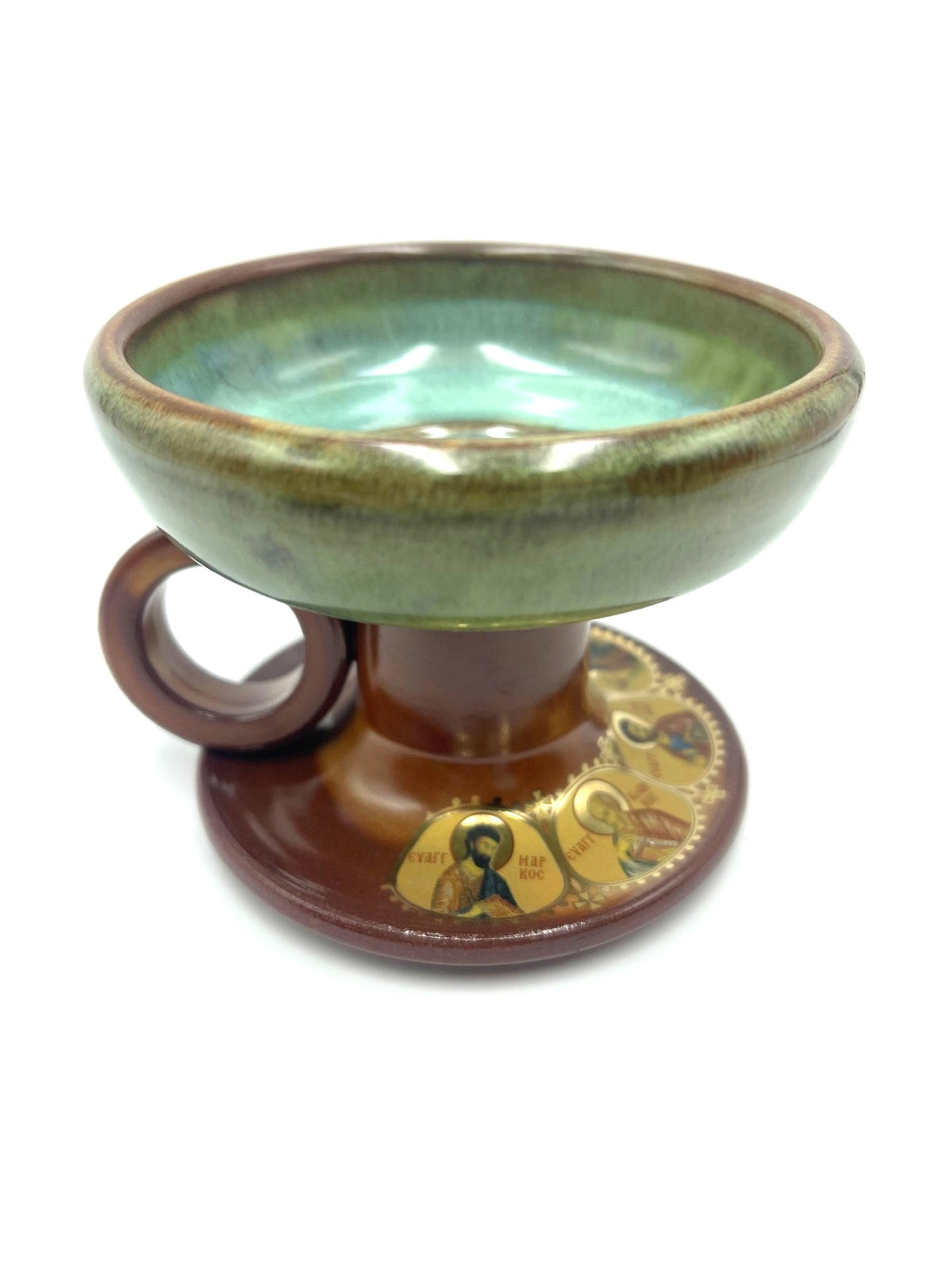 Ceramic Censor Livanistiri Set - Gold Leafed Icons (Pale Blue/Brown)