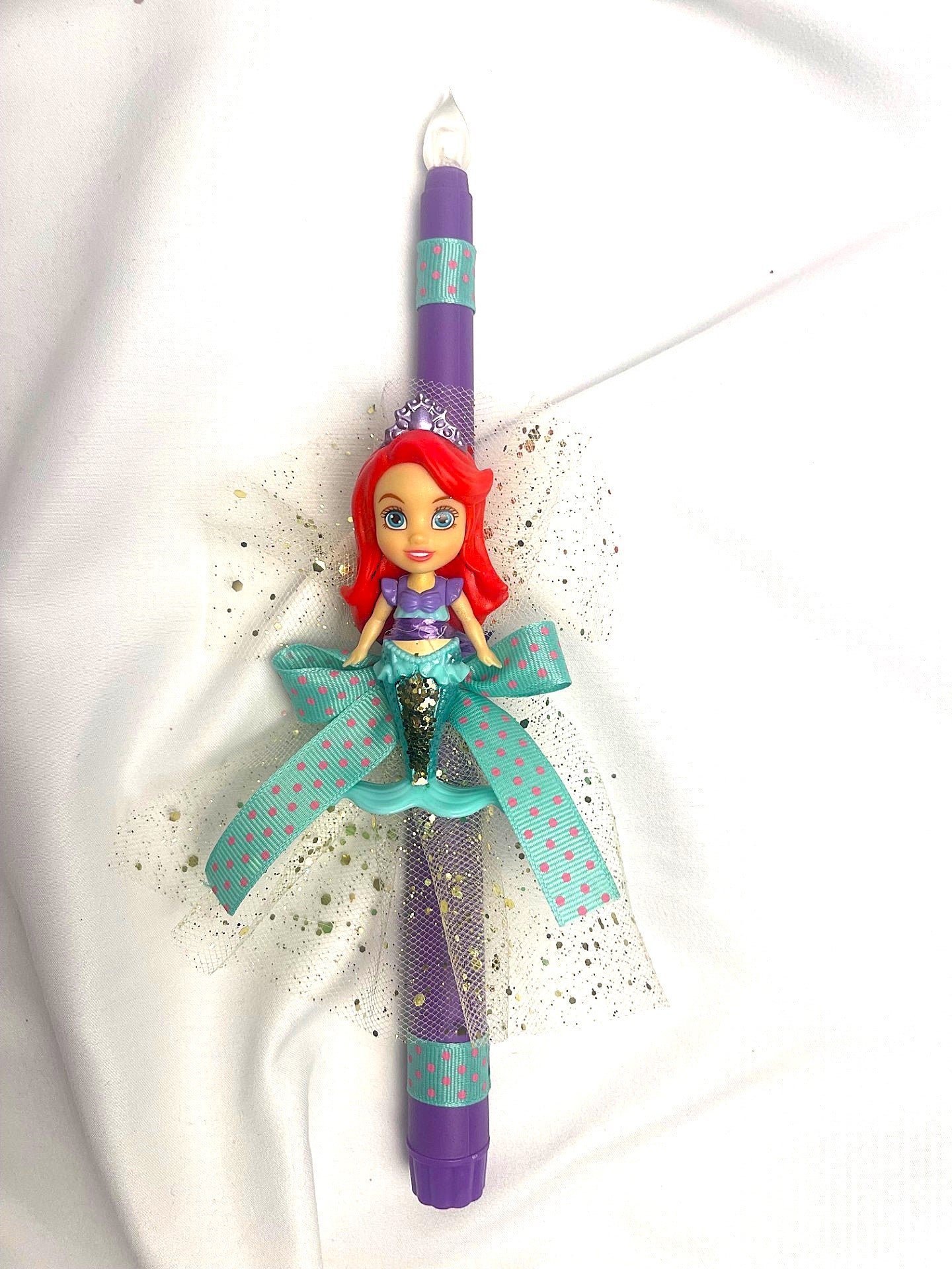 Flameless Easter Candle - Ariel 'The Little Mermaid' Lambatha / Palm Sunday 28cm (SMALL)