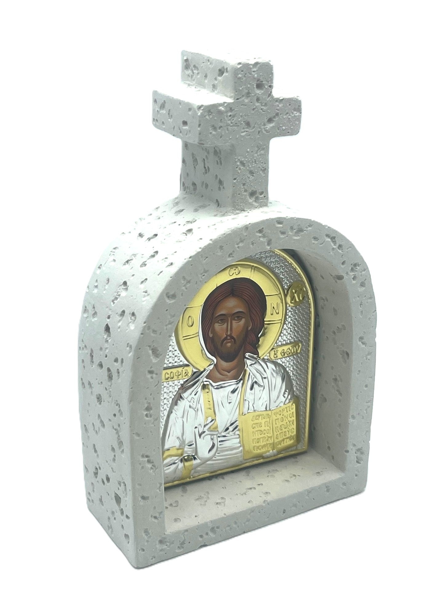 Arched Poly Stone Icon with Cross (2 Styles)