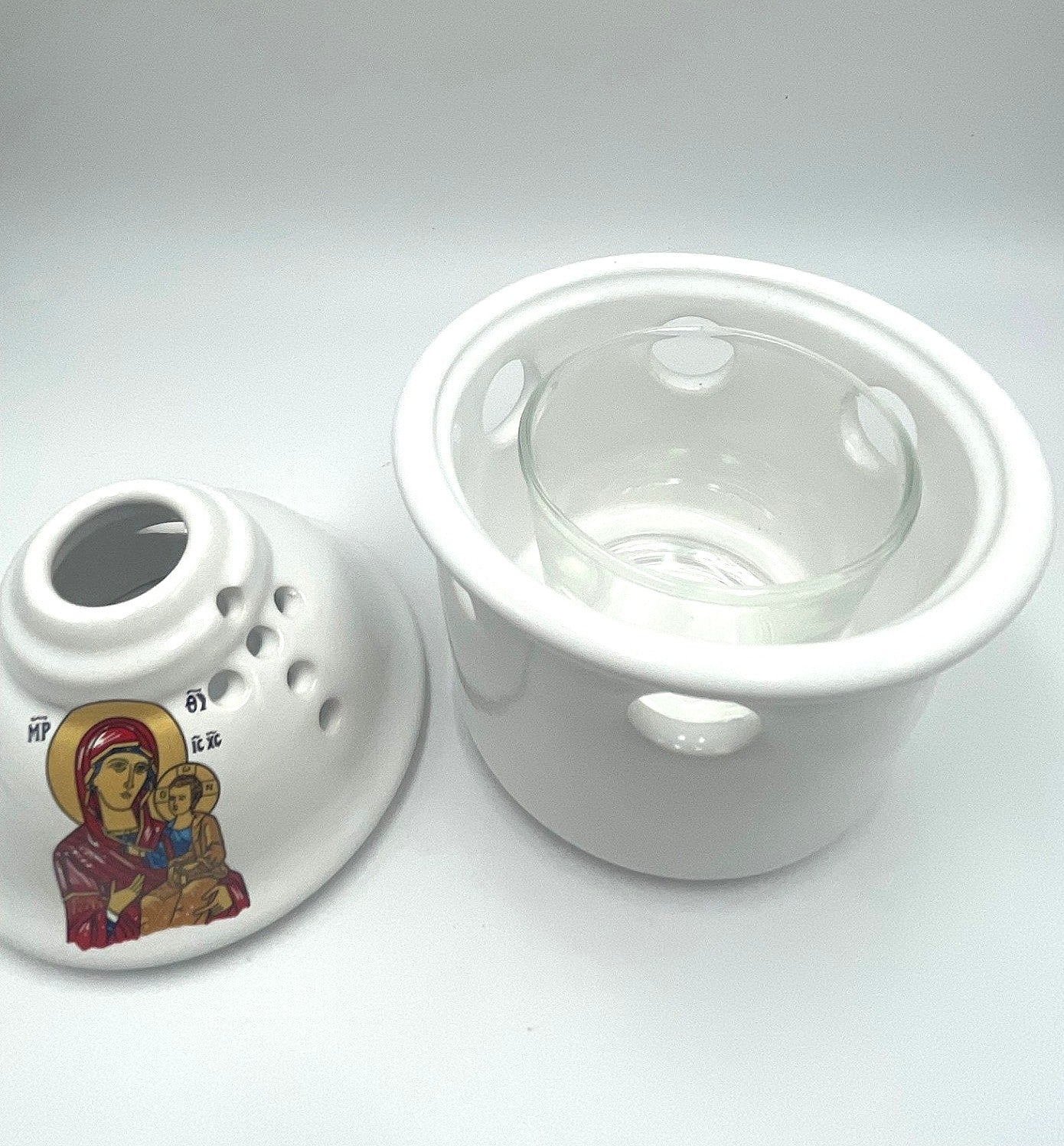 Ceramic Vigil Covered Lamp - Virgin Mary (Various Colours)