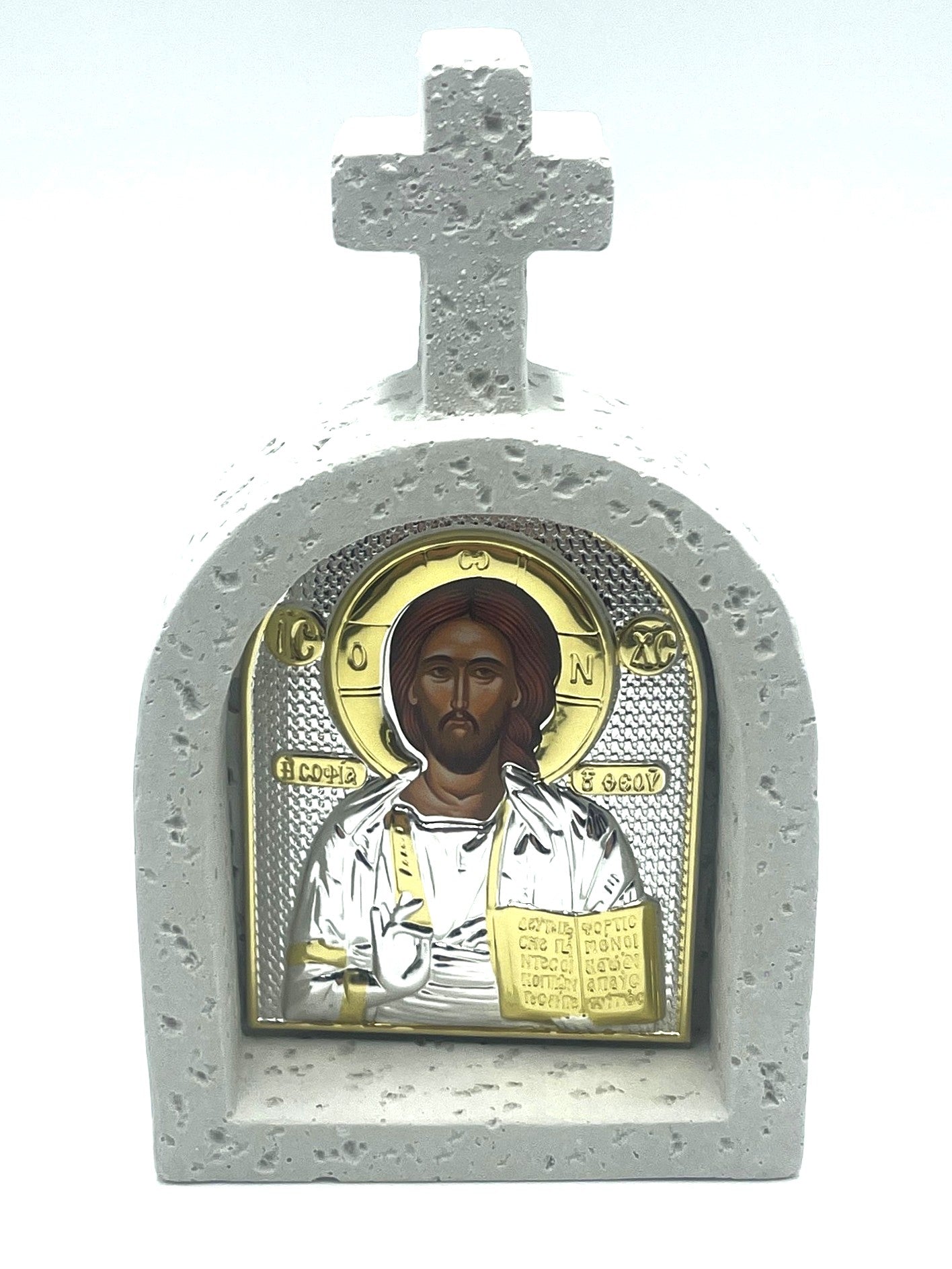 Arched Poly Stone Icon with Cross (2 Styles)