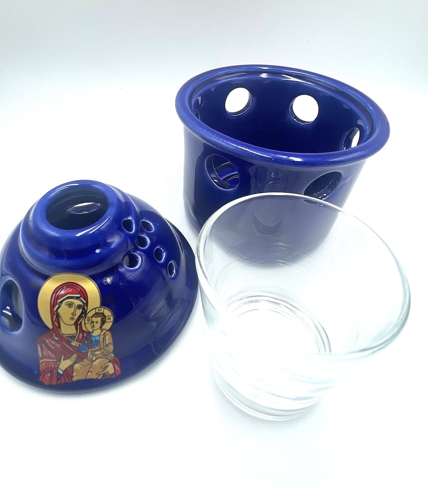 Ceramic Vigil Covered Lamp - Virgin Mary (Various Colours)