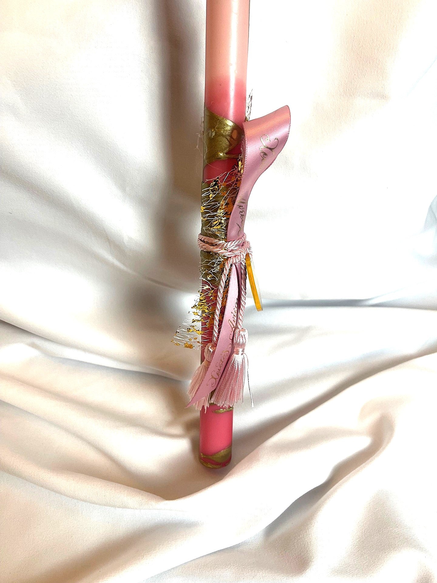 Xristos Anesti Pink Bliss Lambatha Easter Candle 40cm (LARGE)