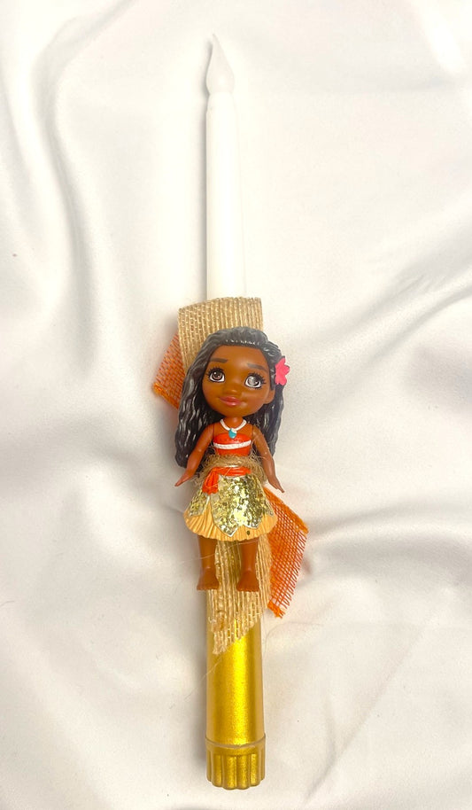 Flameless Easter Candle - 'Moana' Lambatha / Palm Sunday 28cm (SMALL)