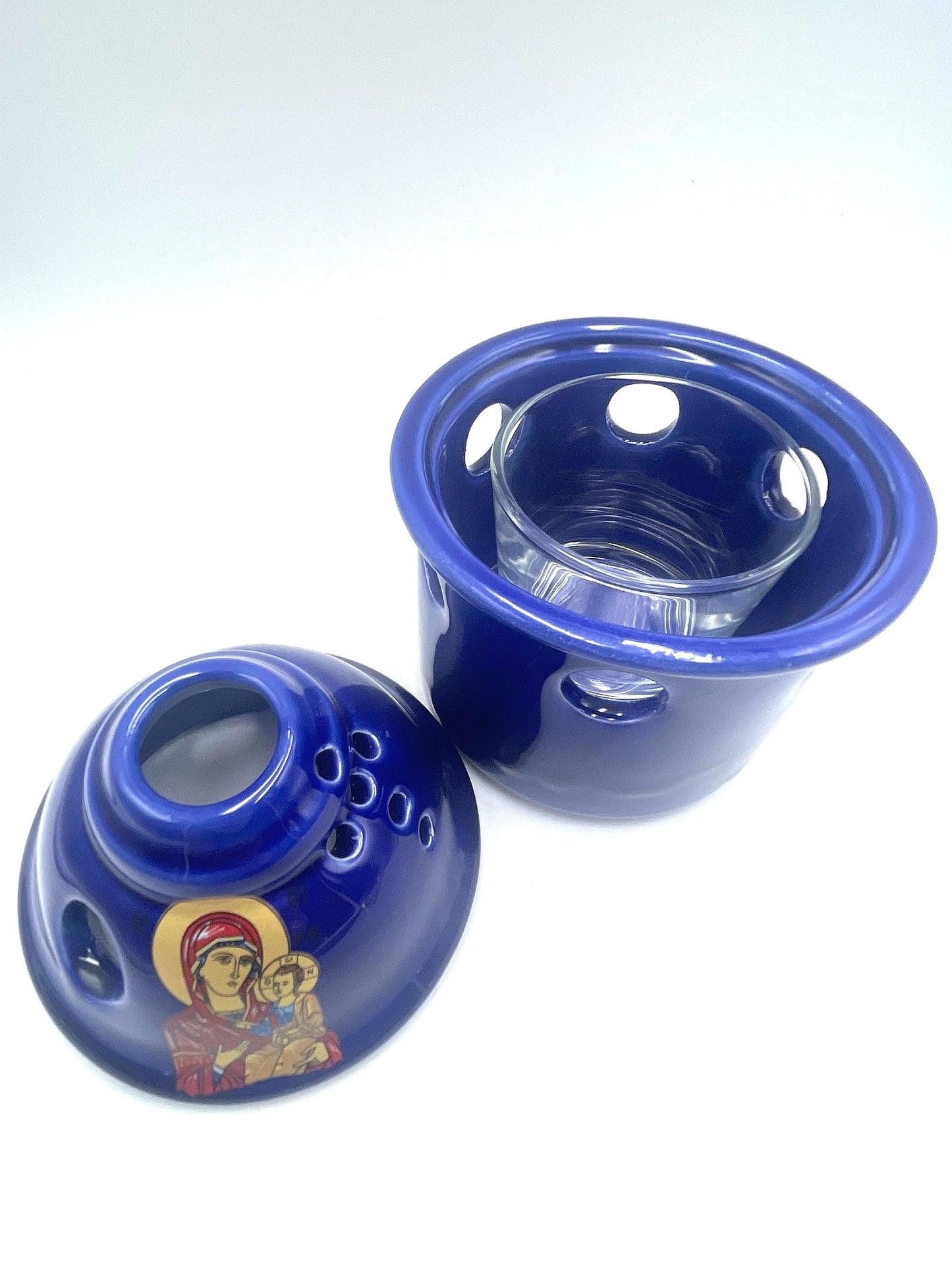 Ceramic Vigil Covered Lamp - Virgin Mary (Various Colours)