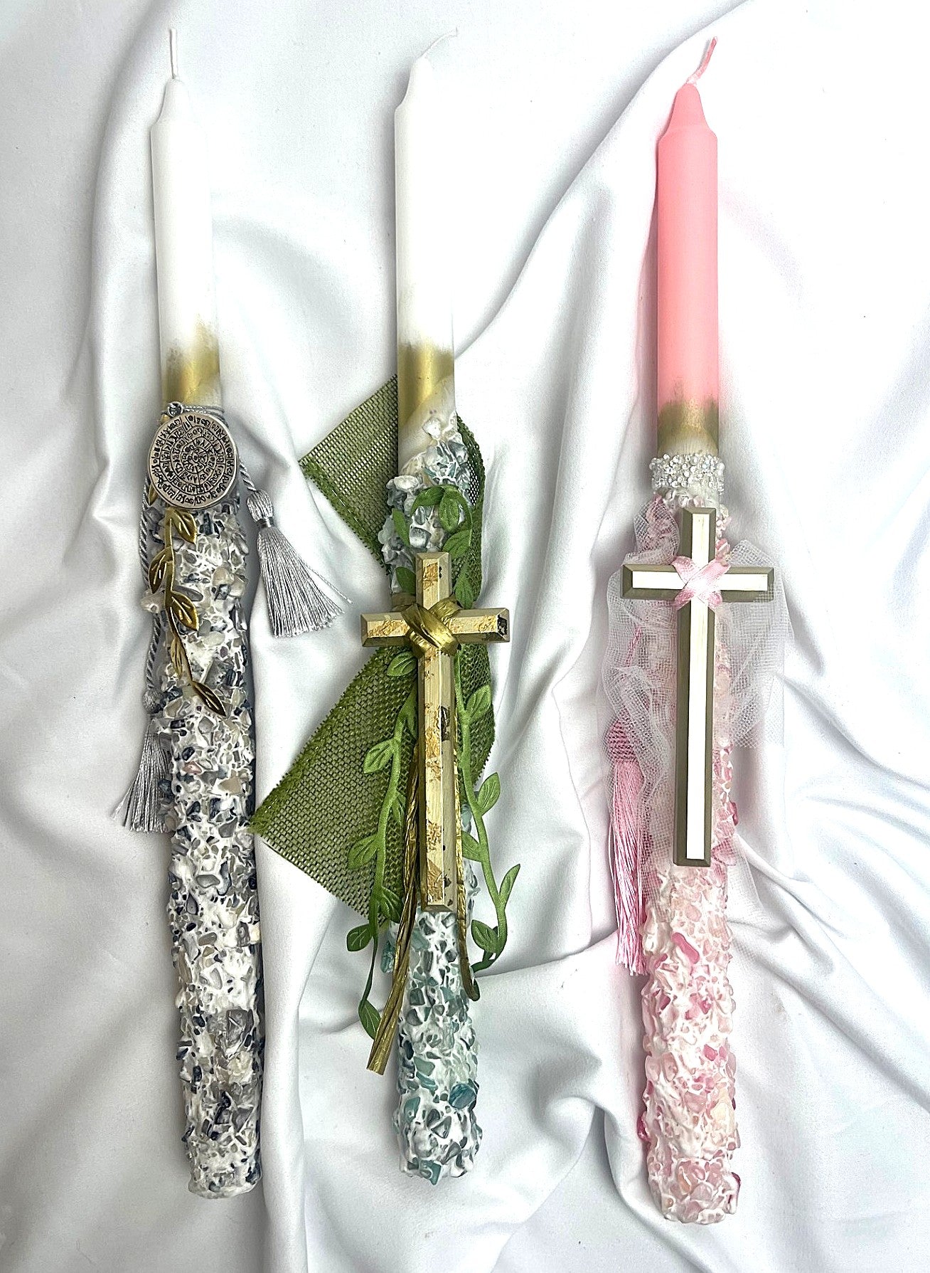 Textured Lambathes / Palm Sunday Easter Candles  3 Styles and Colours 40cm (LARGE)