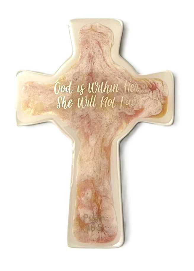 God is Within Her Psalm 16:5 - Resin Ceramic Cross