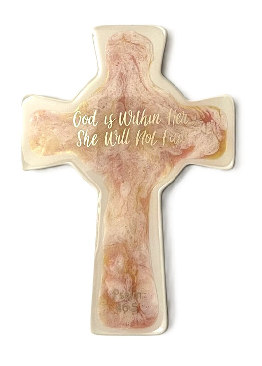 God is Within Her Psalm 16:5 - Resin Ceramic Cross