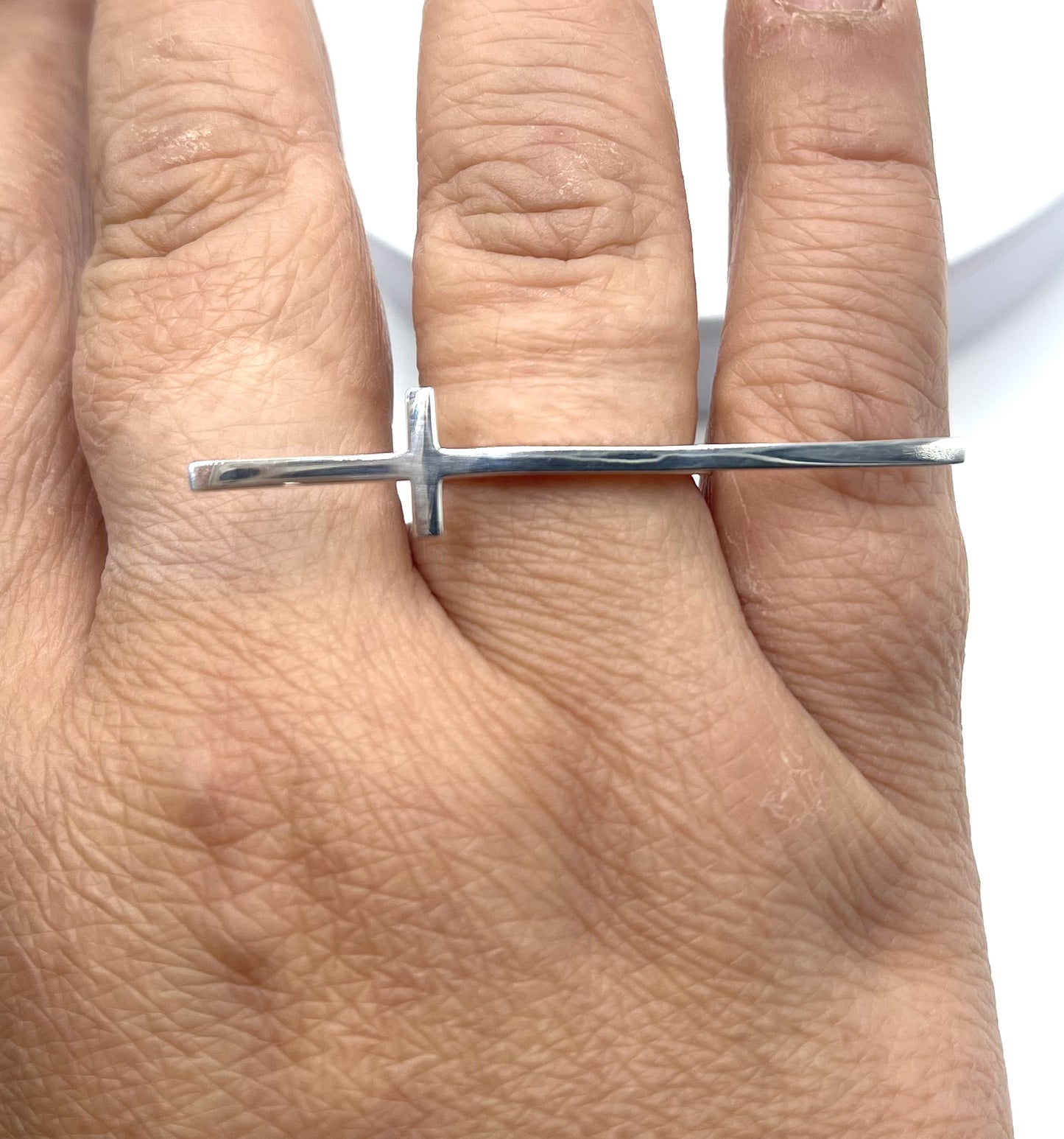 925 Sterling Silver Dainty Large Side Cross Ring  -  Women's - Christian Jewellery -  Faith -  Religious - Gift for her