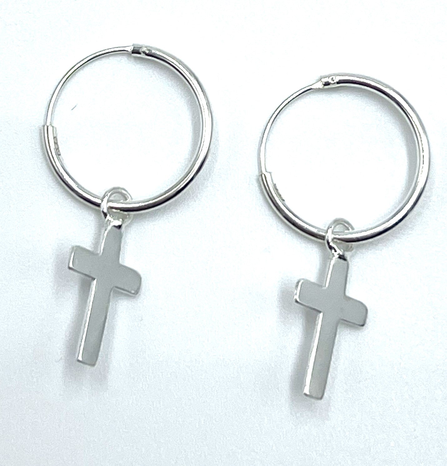 925 Sterling Silver Cross Sleeper Earrings- Unisex - Christian Jewellery - Faith - Religious- Gift for her