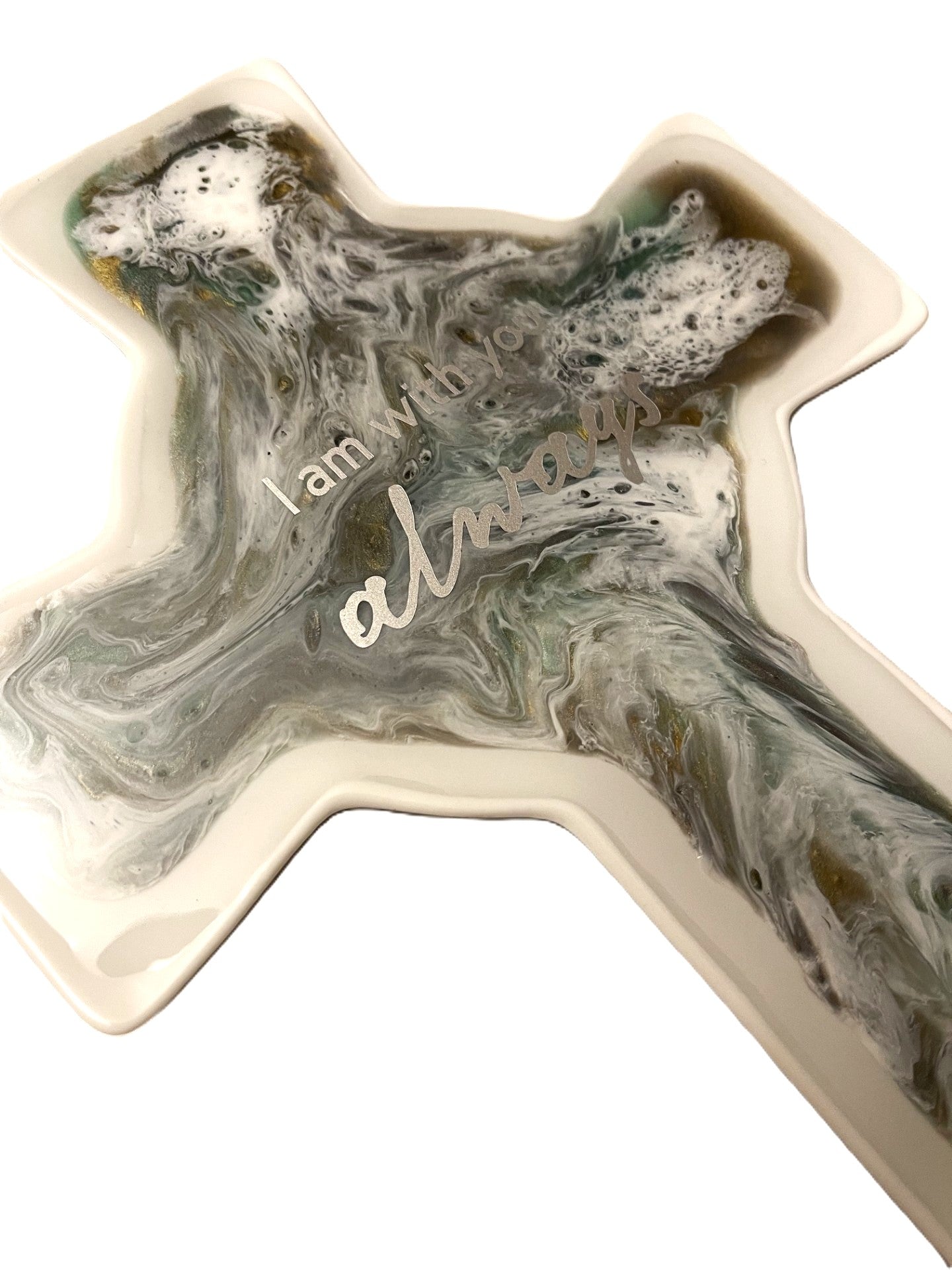 I am always with you  Matthew 28:20 - Resin Ceramic Cross