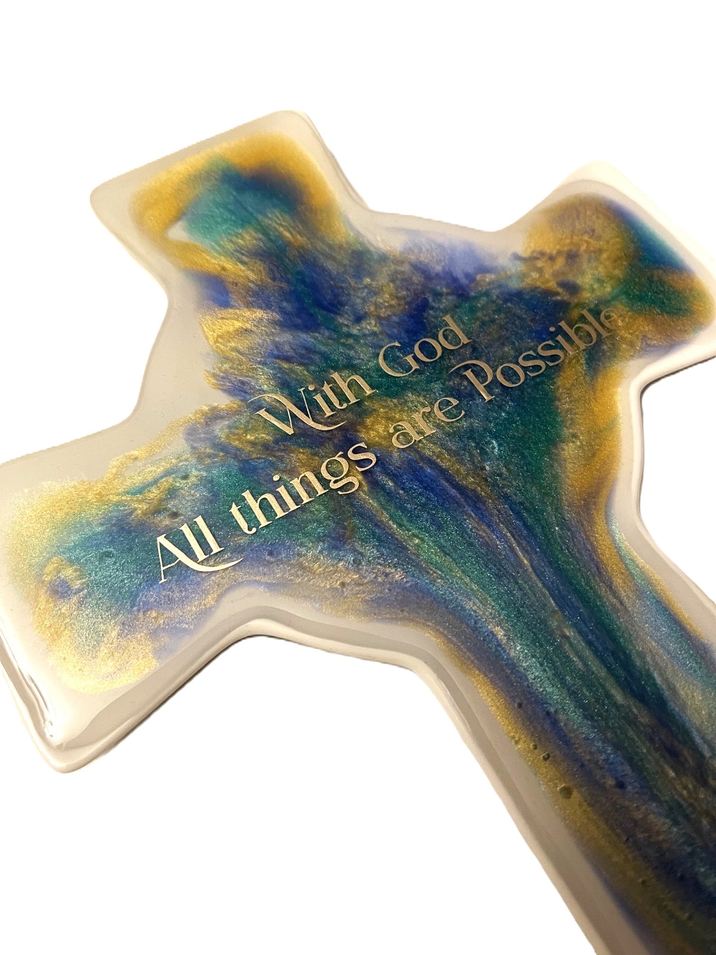 With God All things Possible - Matthew 19:26 - Resin Ceramic Cross