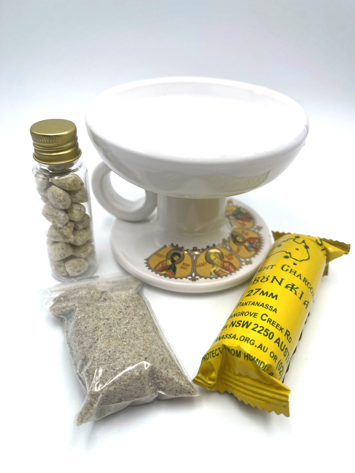 Ceramic Censor Livanistiri Set - Gold Leafed Icons (White)