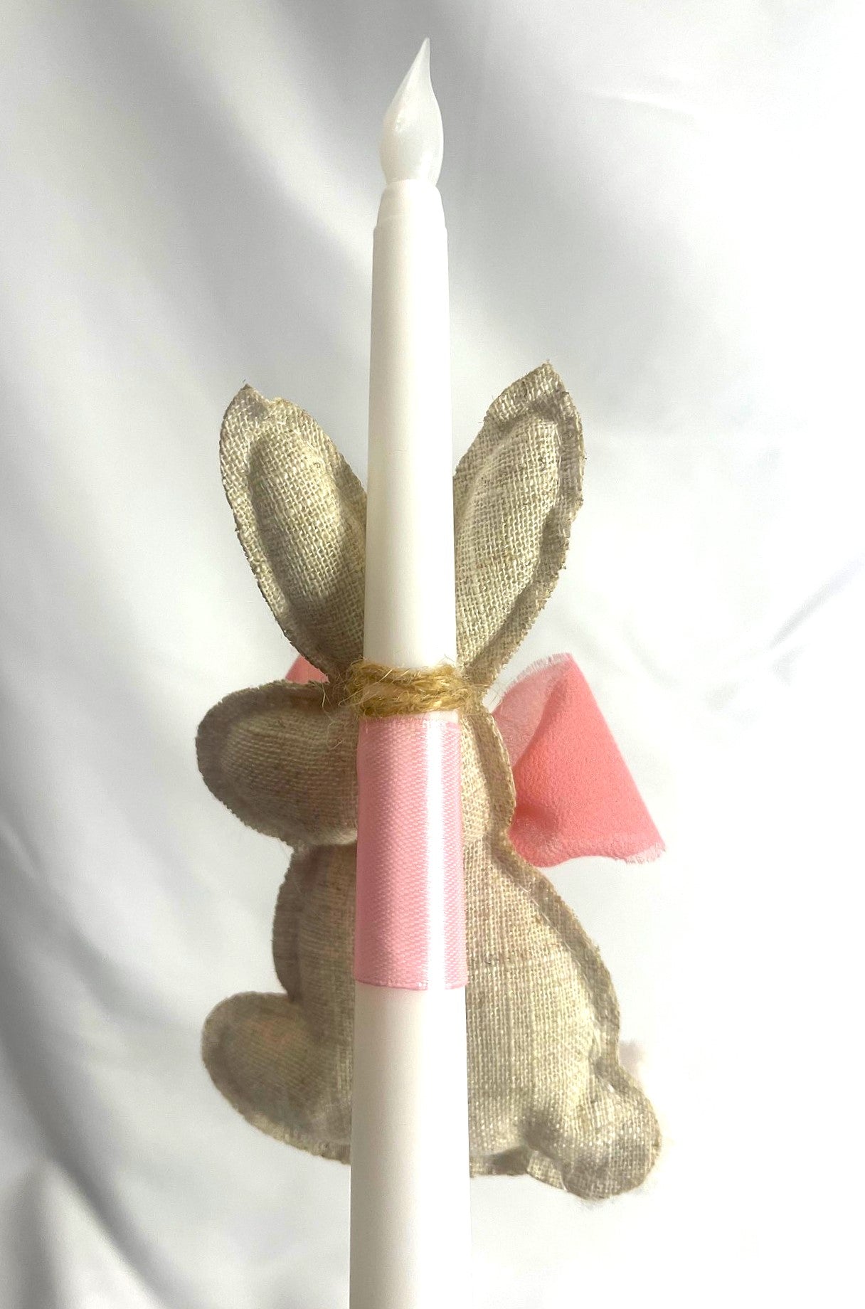 Flameless Easter Candle - Stuffed Bunny Pink Lamabtha / Palm Sunday 28cm (SMALL)