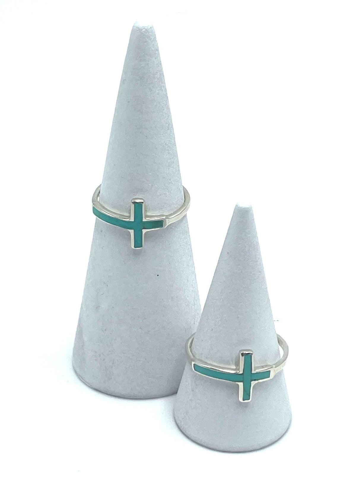 Side Cross Ring (Blue Enamel) 925 Sterling Silver