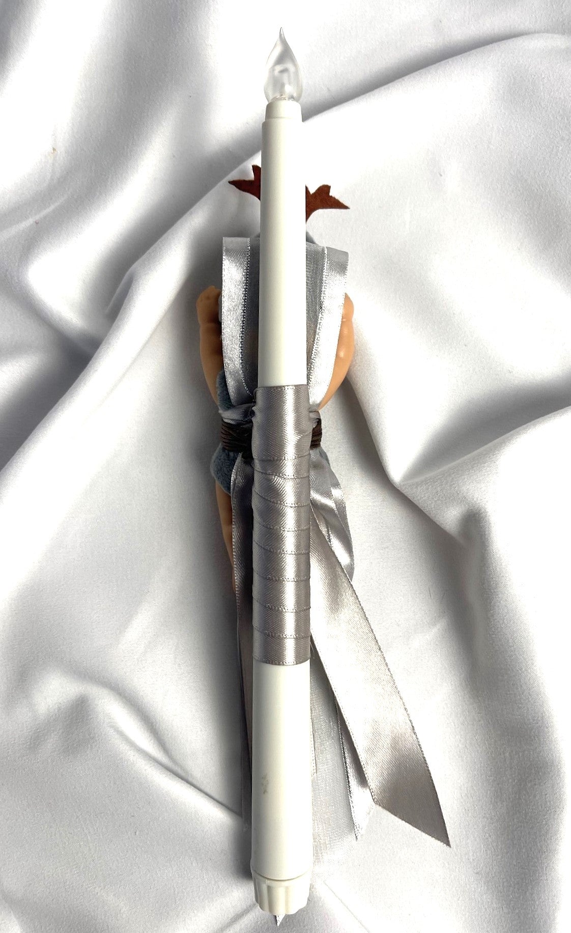 Flameless Battery Easter Candle - Baby Figurines - Lambatha / Palm Sunday 28cm (SMALL)