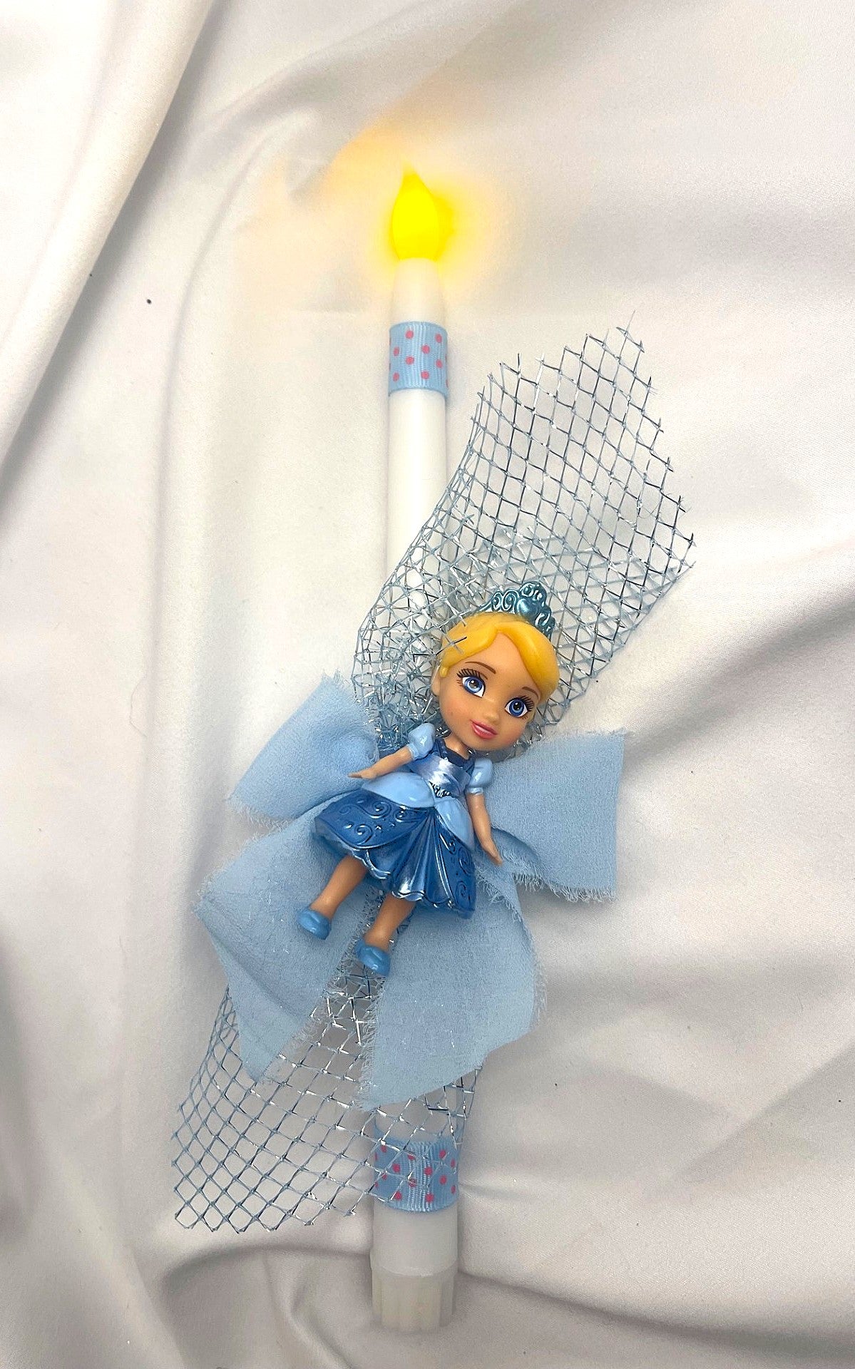 Flameless Easter Candle - 'Cinderella' Lambatha / Palm Sunday 28cm (SMALL)