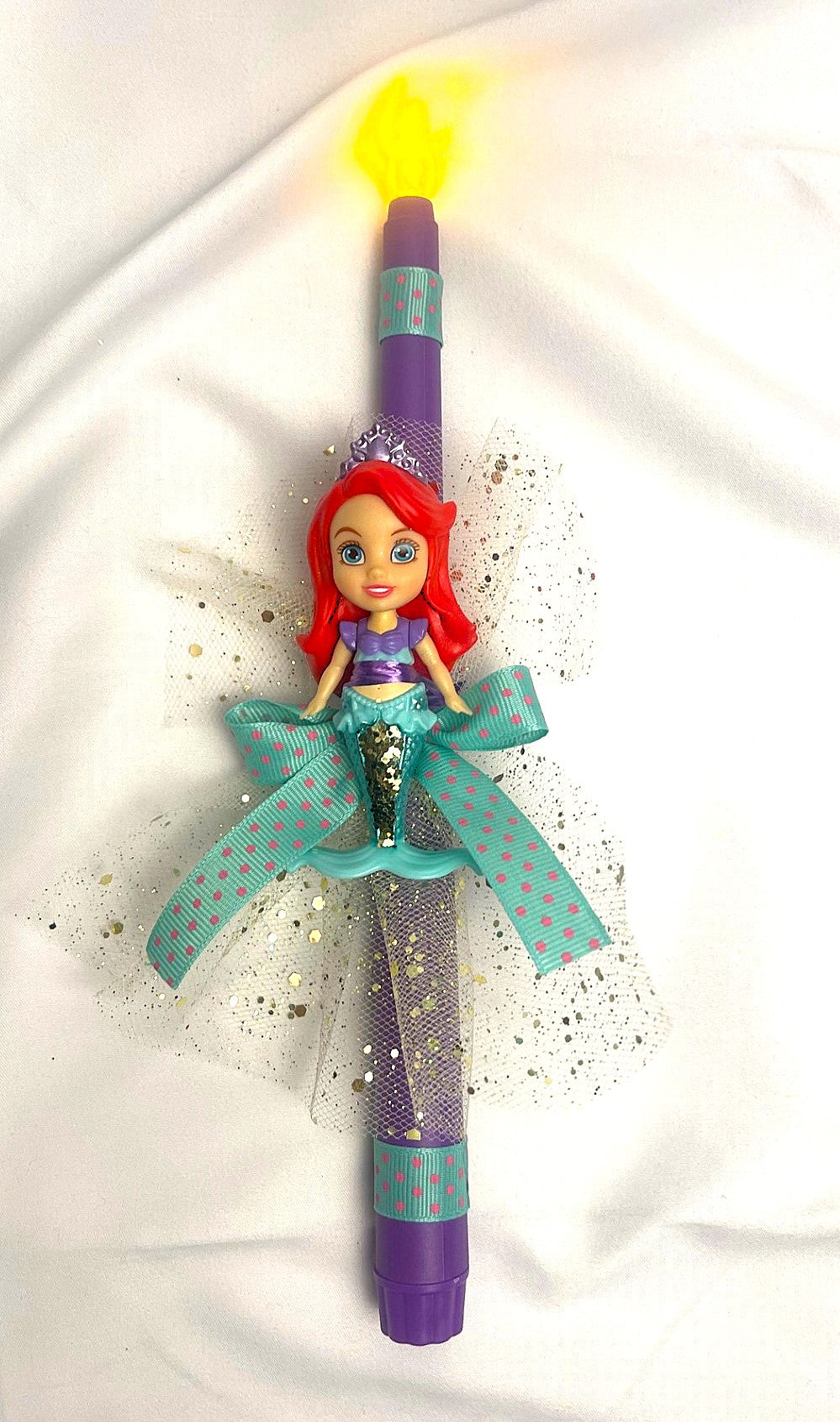 Flameless Easter Candle - Ariel 'The Little Mermaid' Lambatha / Palm Sunday 28cm (SMALL)