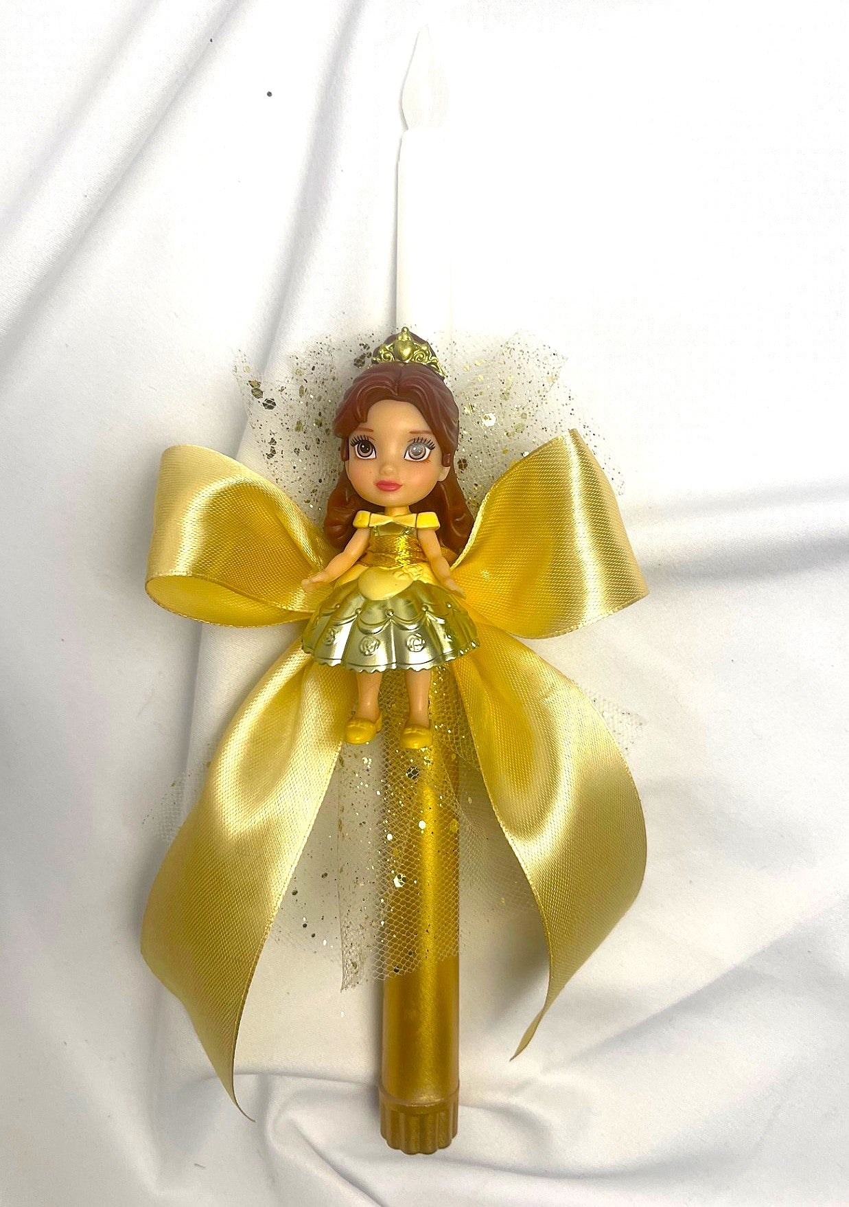 Flameless Easter Candle - Belle 'Beauty and then Beast' Lambatha / Palm Sunday 28cm (SMALL)