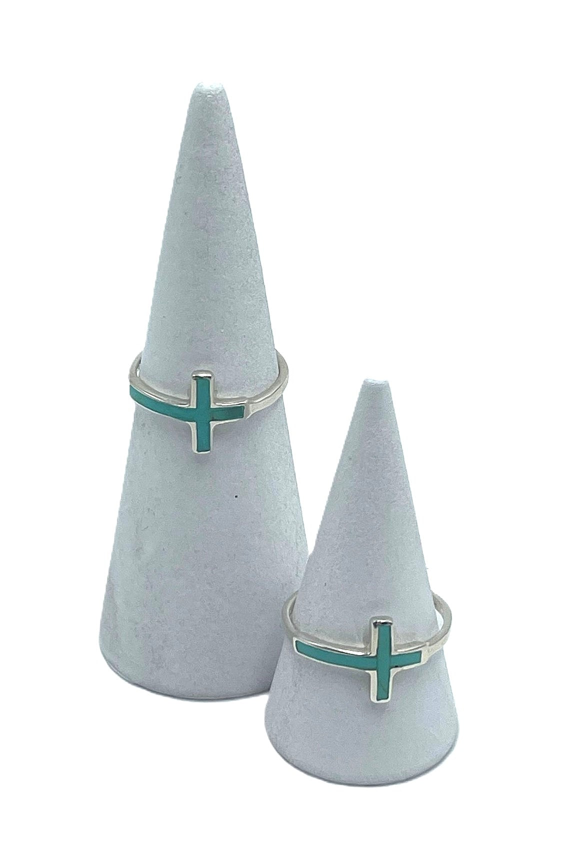 Side Cross Ring (Blue Enamel) 925 Sterling Silver