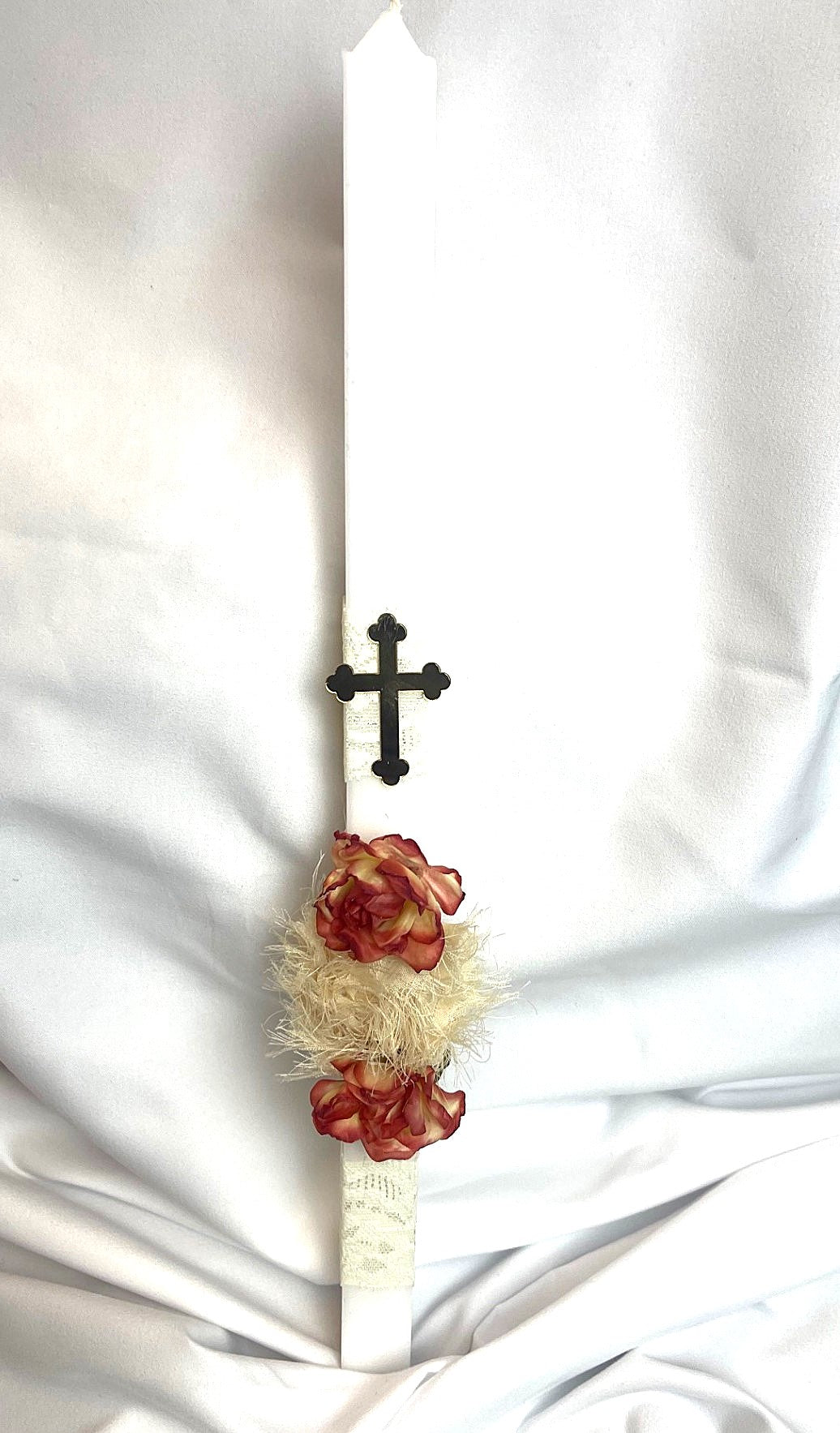 Square Rose Lambatha /Palm Sunday Easter Candle 40cm (LARGE)