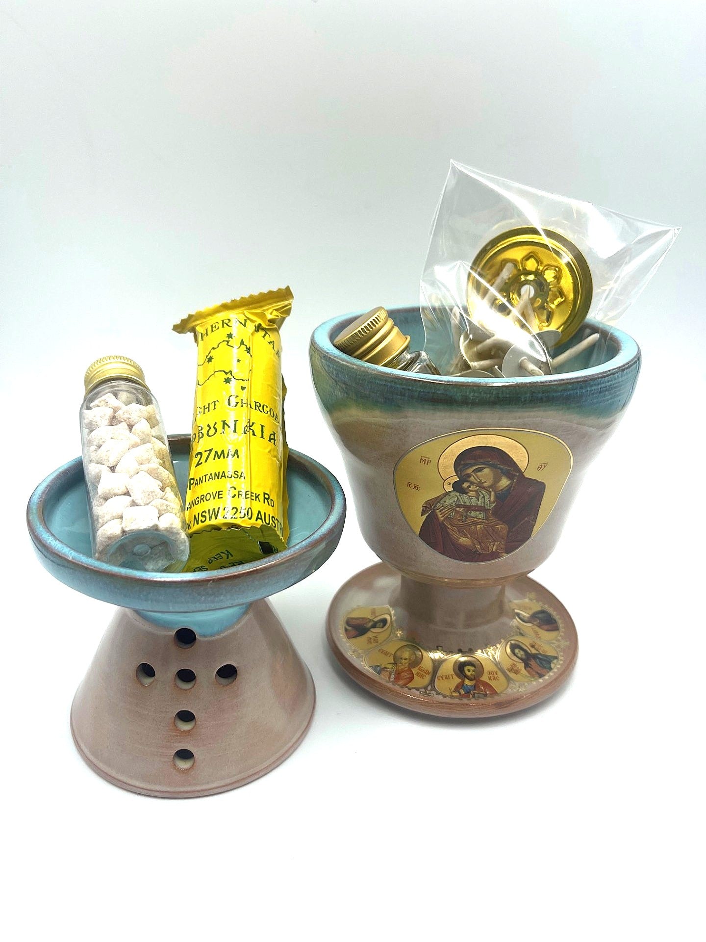 Ceramic Chalice Shaped Oil Vigil Lamp - Kandili (Various Colours)