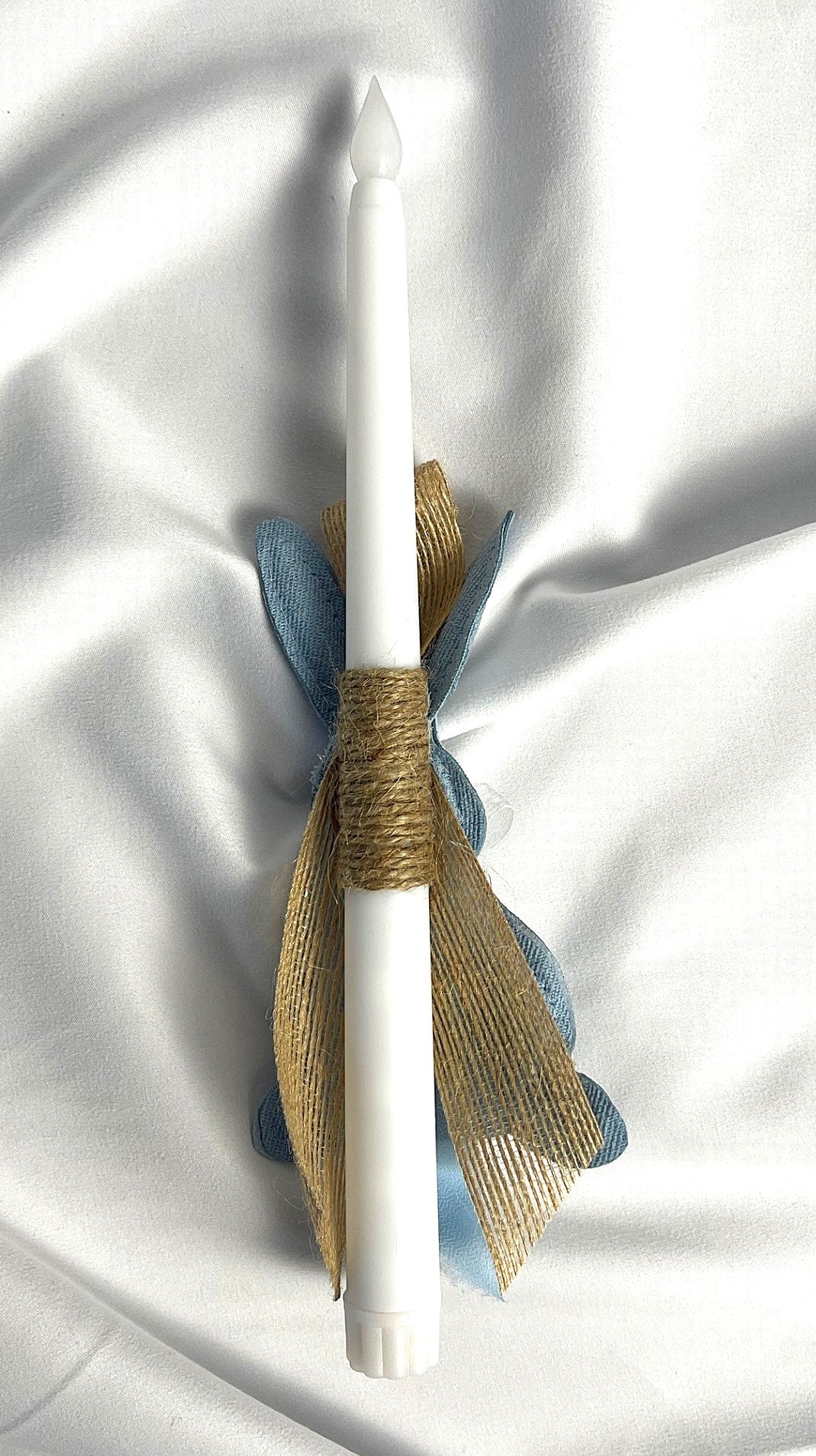 Flameless Easter Candle - Stuffed Bunny Blue Lambatha / Palm Sunday 28cm (SMALL)