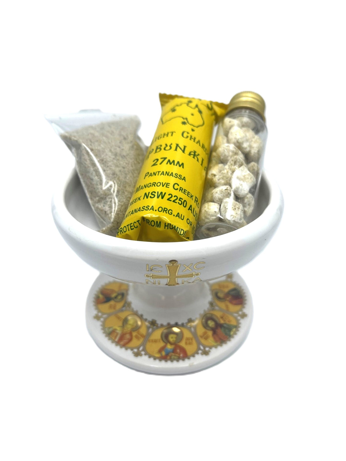 Ceramic Censor Livanistiri Set - Gold Leafed Icons (White)