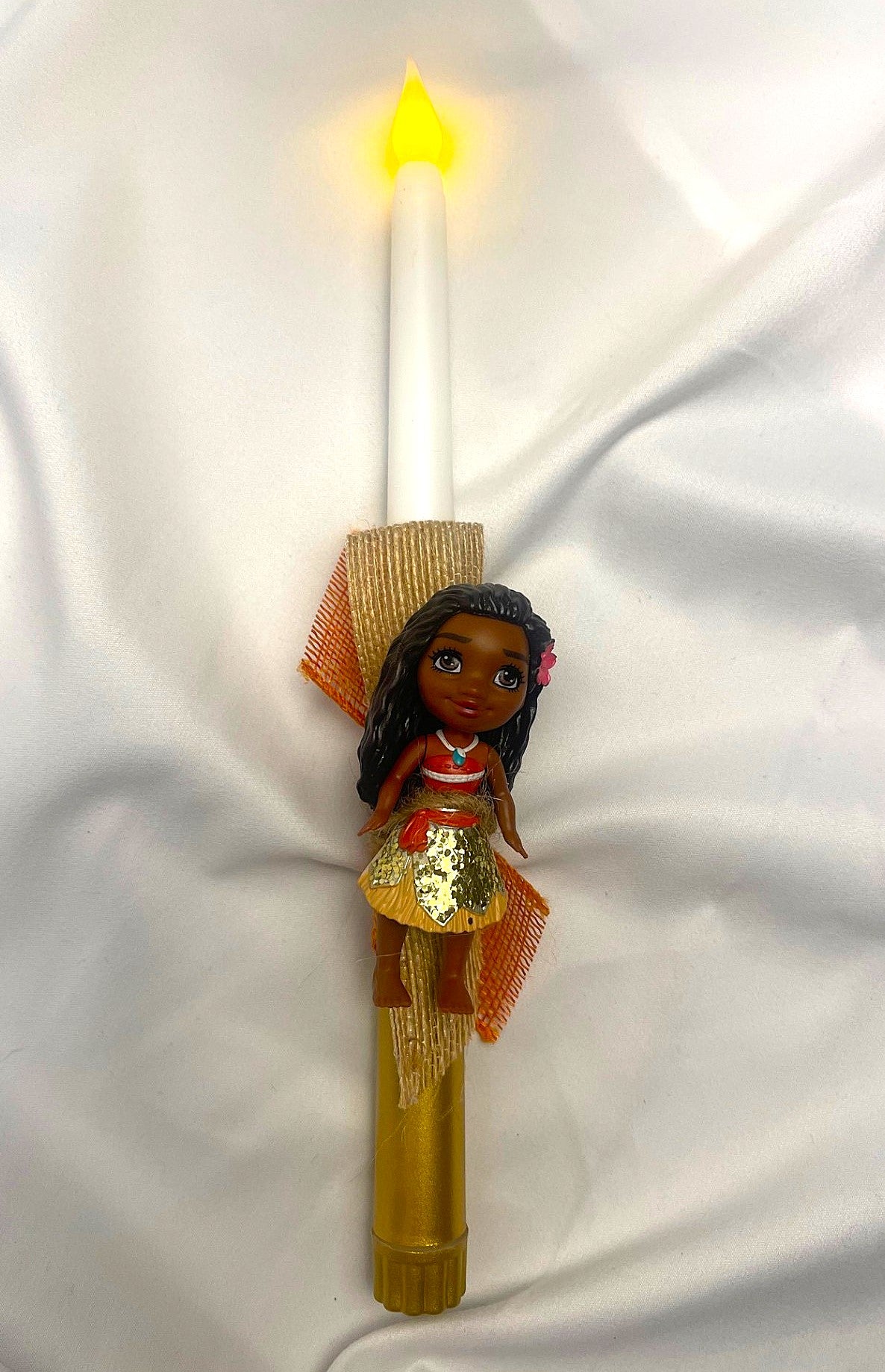 Flameless Easter Candle - 'Moana' Lambatha / Palm Sunday 28cm (SMALL)