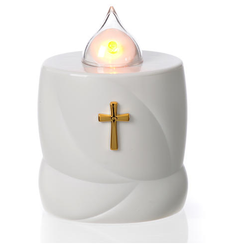 Flameless Candle - 300 days (White with Cross)