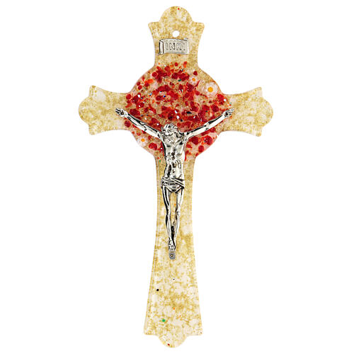 Murano Glass Wall Cross (Red/Yellow) Made In Italy