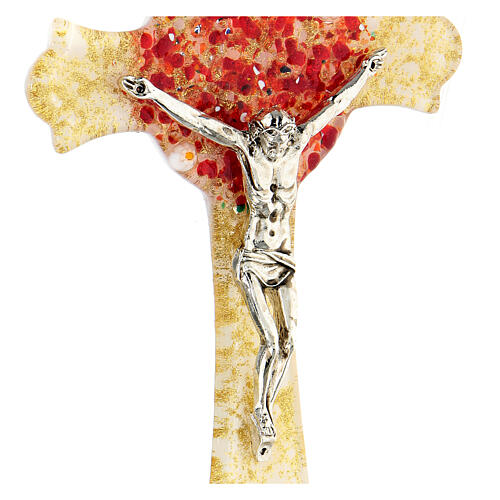 Murano Glass Wall Cross (Red/Yellow) Made In Italy