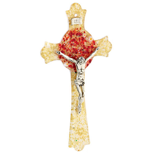Murano Glass Wall Cross (Red/Yellow) Made In Italy