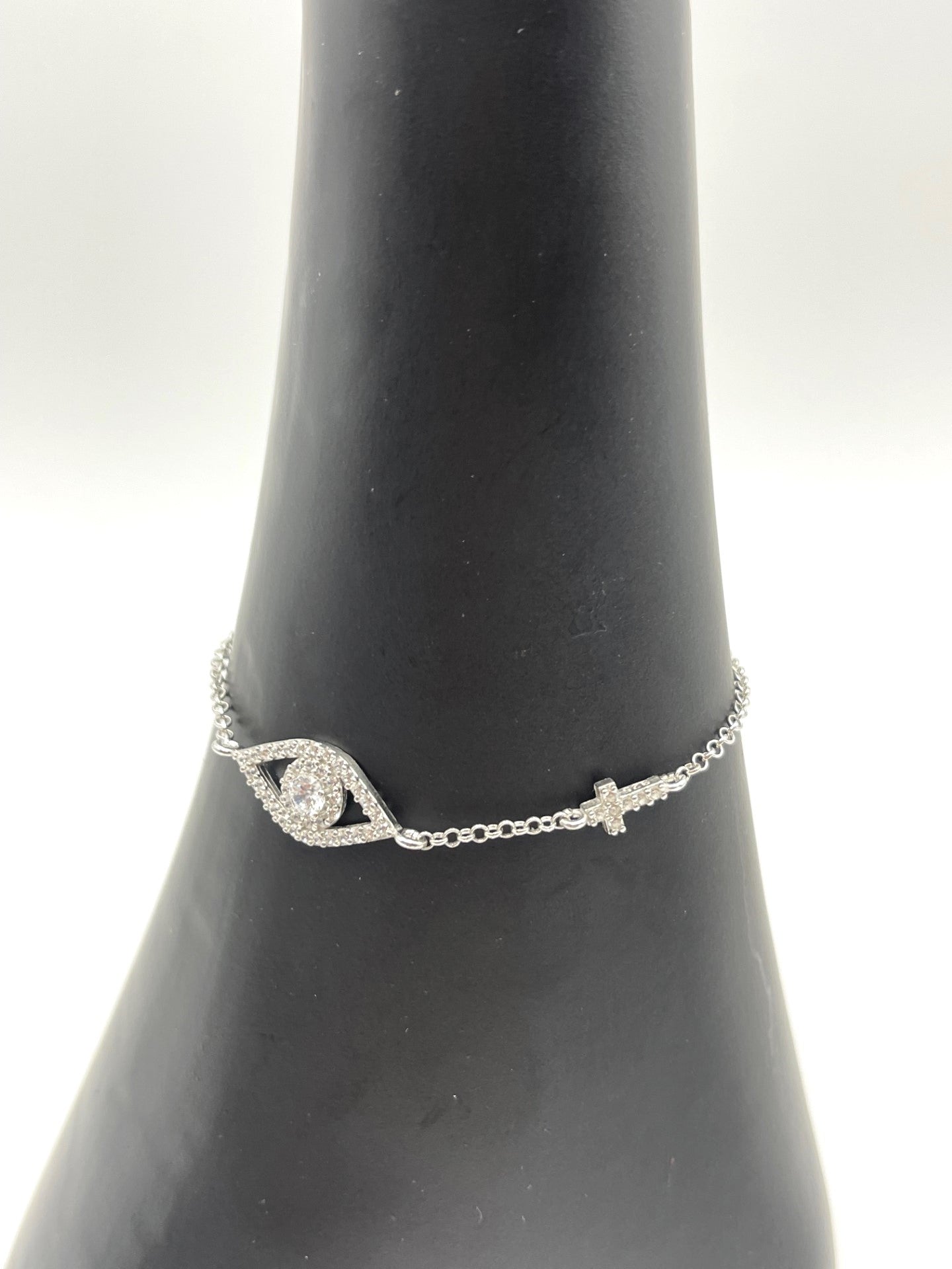 925 Sterling Silver CZ Evil Eye Bracelet - Women's - Christian Jewellery - Faith - Religious