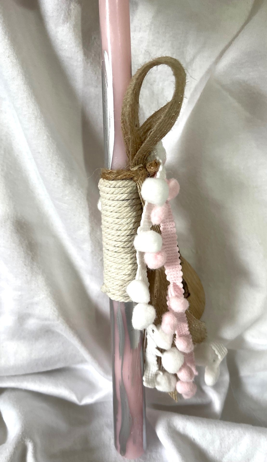 Wood Bunny (Pink) Lambatha Orthodox Easter Candle 30cm