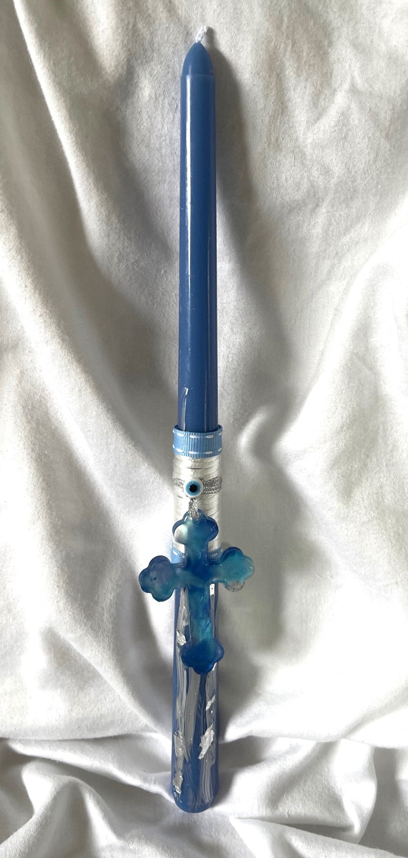 Blue Resin Cross  Lambatha Orthodox Easter Candle 30cm